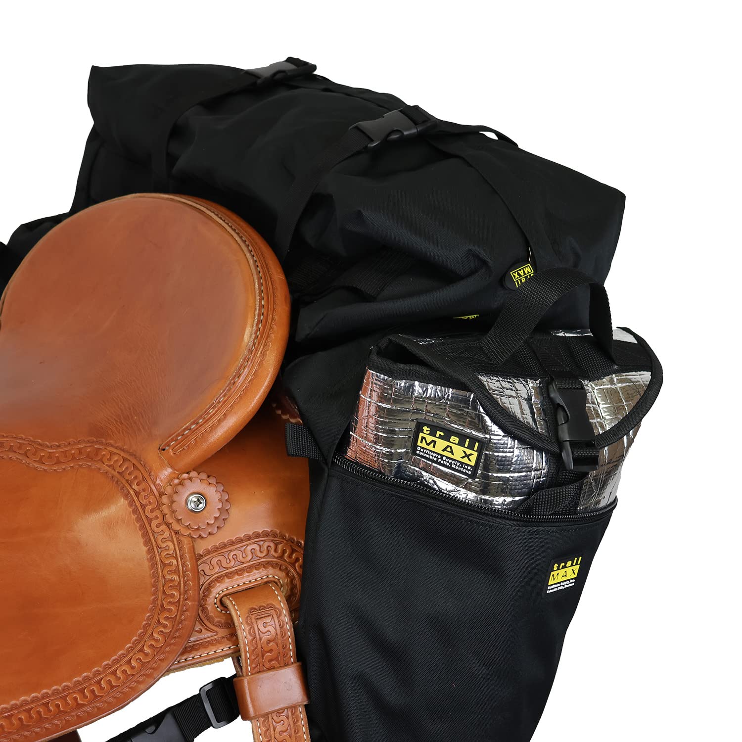 TrailMax Medium Insulated Horse Saddlebags for Western & Endurance Riding - Detachable Cantle Bag Included | Perfect for Trail Rides, Camping & Long-Distance Horseback Adventures