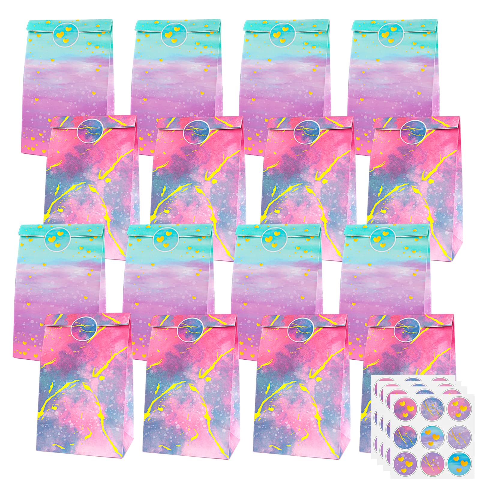 Vibrant Tie Dye Party Favor Bags for Kids - 24 Pack Retro Goodie Bags, Treat Bags & Gift Bags in Pink - Perfect for Birthday Parties, Retro Themed Events & DIY Party Decorations - Great for Candy, Small Gifts & Party Favors