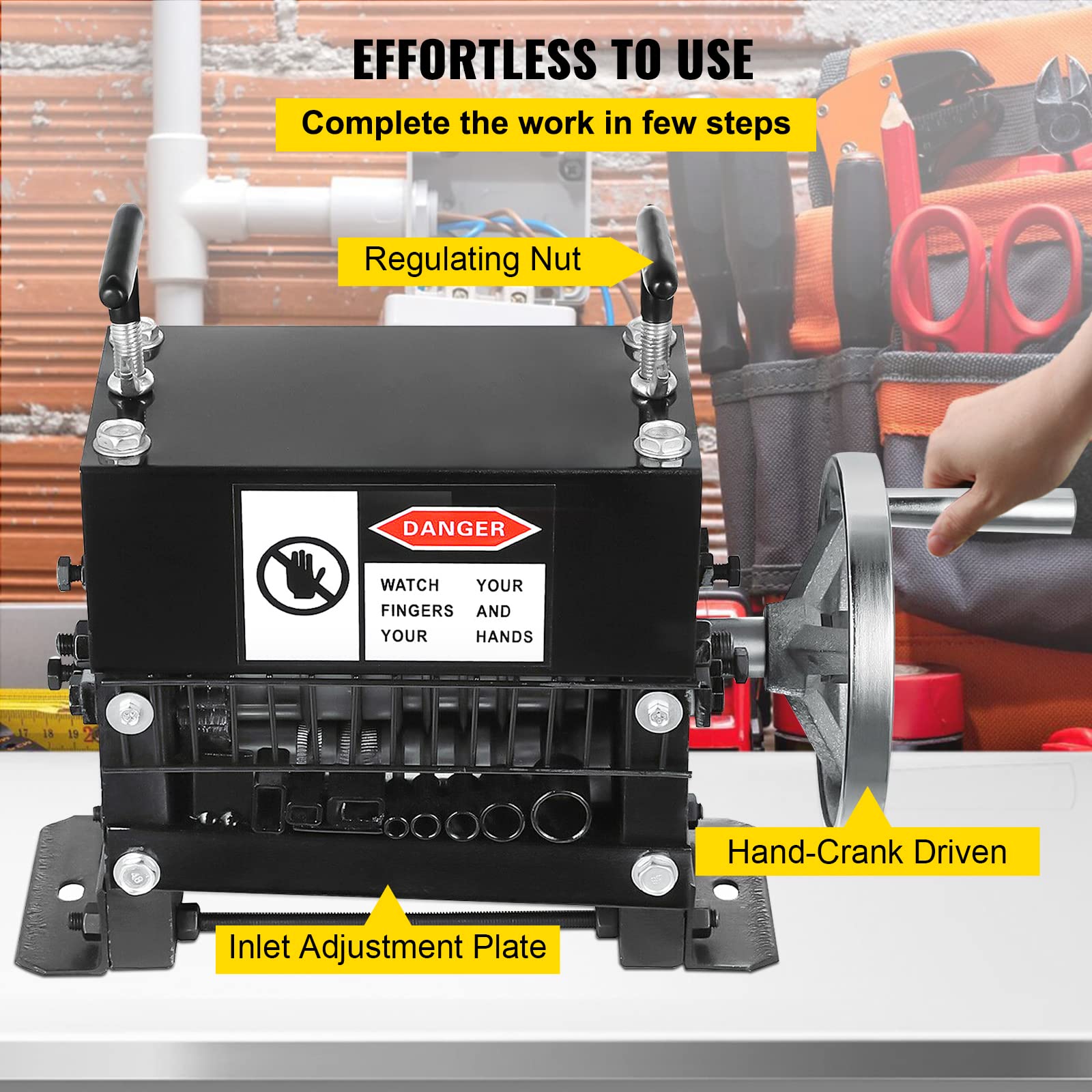 Happybuy 7-Channel Manual Wire Stripping Machine for 1.5-20mm Cables - Industrial Hand Cranked Wire Stripper Tool for Recycling Copper Wires - Perfect for Electricians, DIY Projects & Scrap Metal Recycling