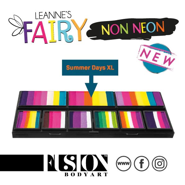 Fusion Body Art Leanne's Face Painting Petal Cake | Summer Days XL Palette - Professional Face Paint Kit for Kids & Adults, Perfect for Halloween, Costume Parties & Birthday Celebrations