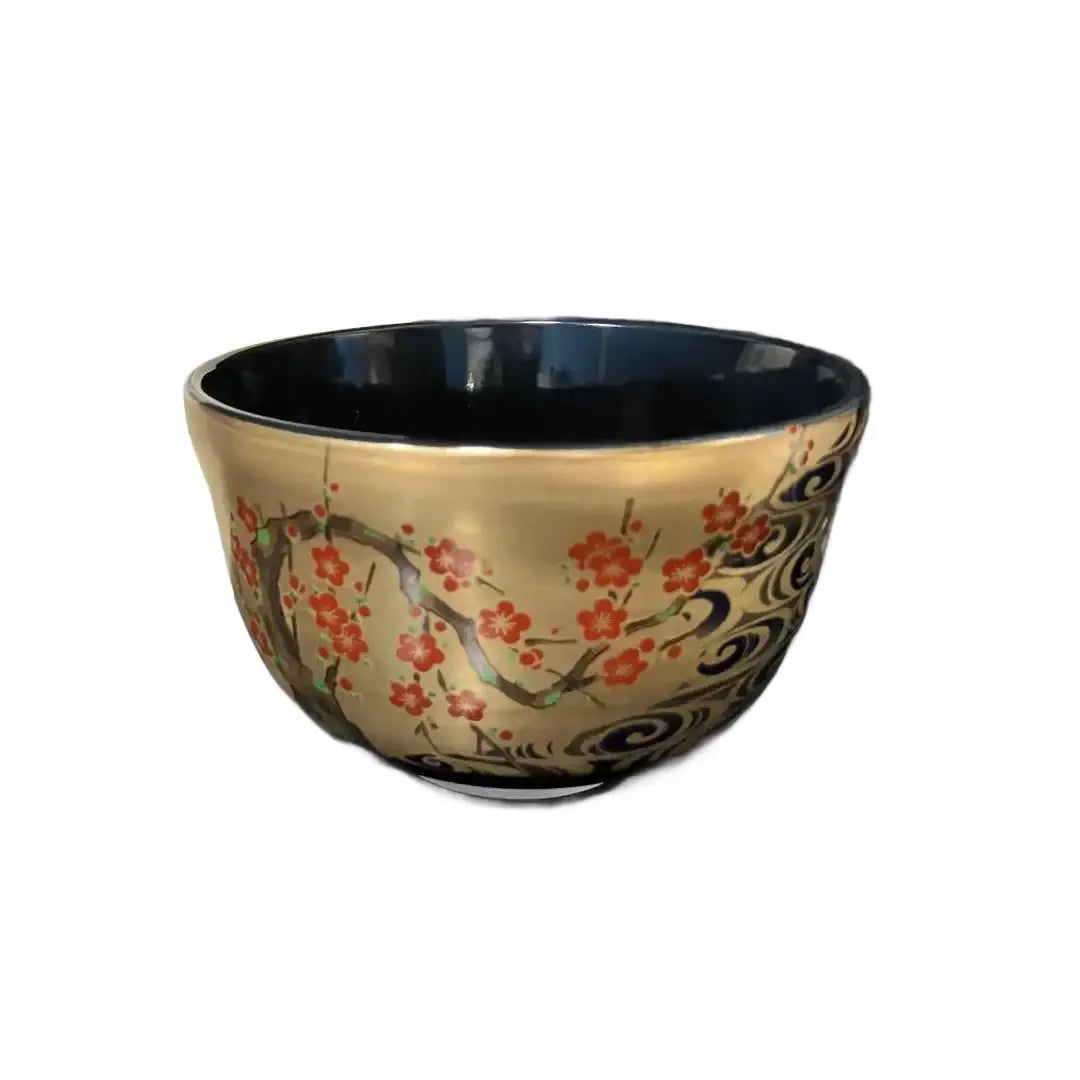 Handmade Gold Plum Blossom Chawan - Unique Japanese Matcha Tea Bowl for Traditional Ceremony & Zen Meditation | Perfect for Tea Lovers & Home Decor
