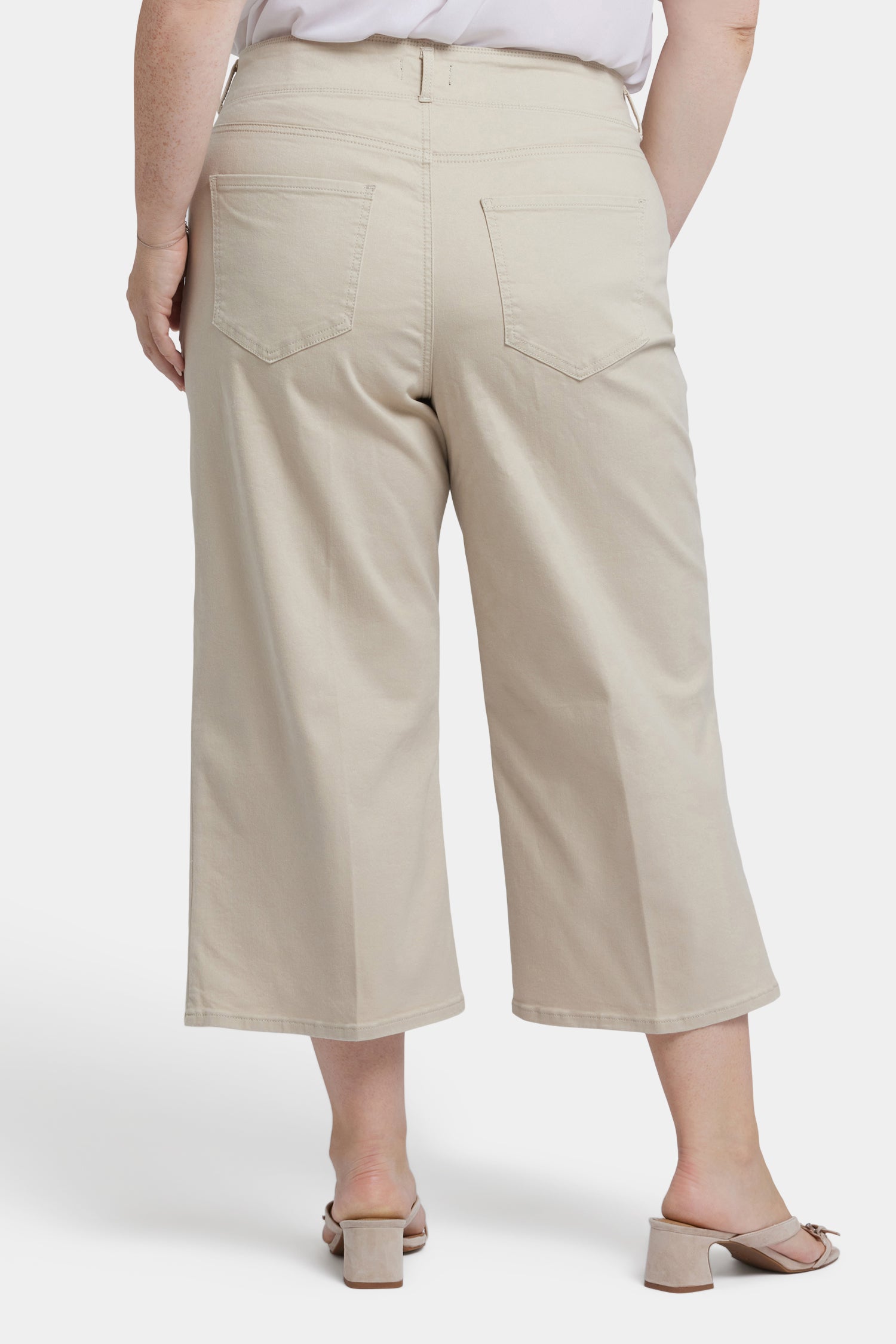 Brigitte Wide Leg Capri Jeans for Women - Plus Size Stretch Denim Pants with Feather Design | Casual & Comfortable Summer Outfit