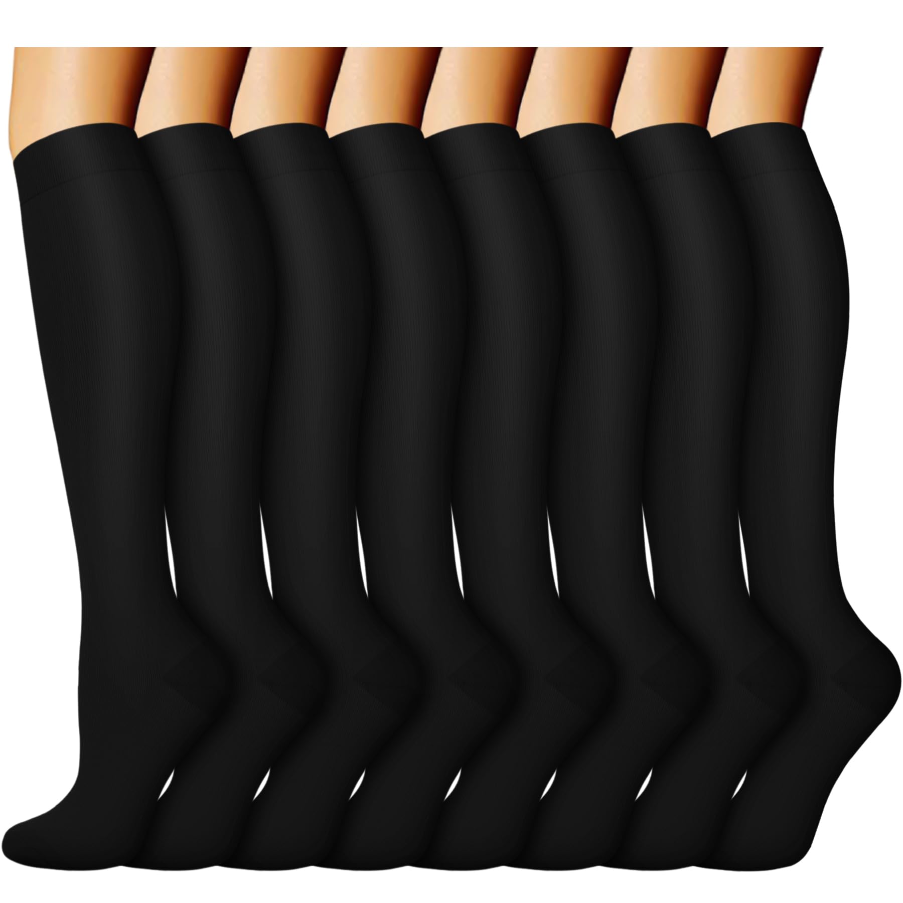 ACTINPUT 8 Pairs Compression Socks for Women & Men - Medical Grade Support Stockings for Running, Athletic Performance & Circulation - Perfect for Nurses, Travel & Sports Recovery