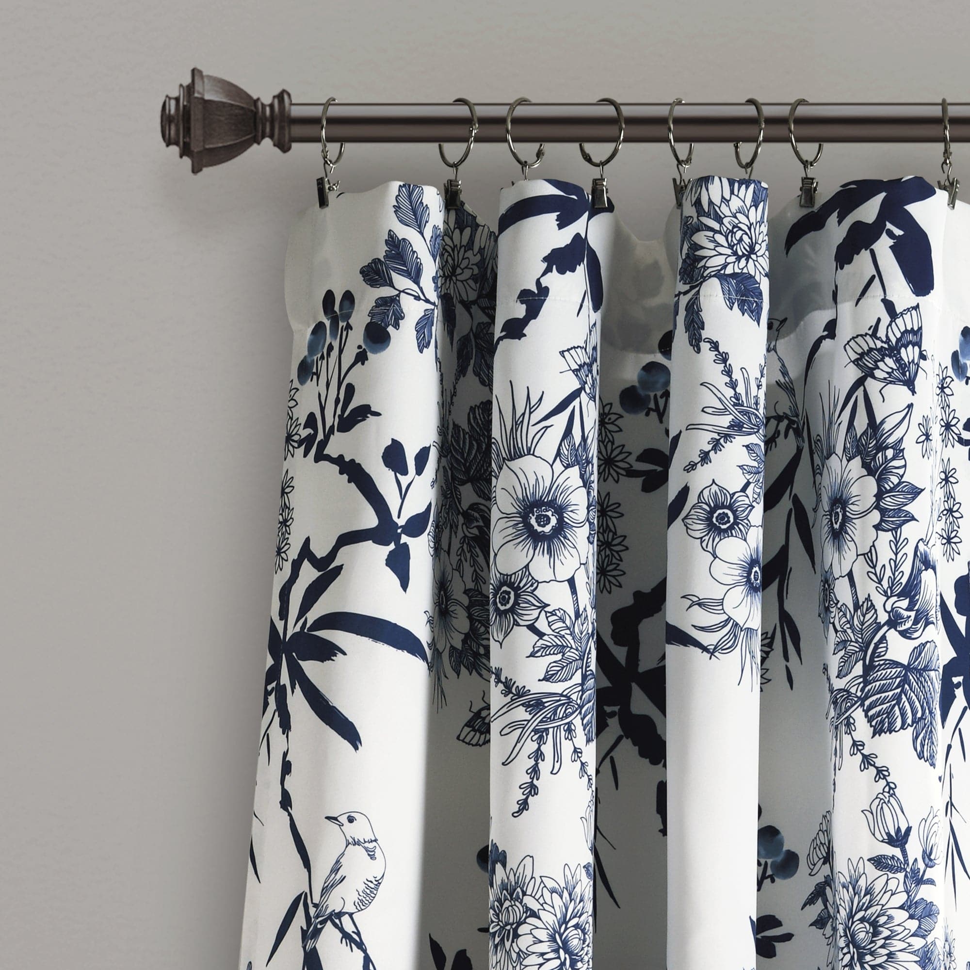 Botanical Garden Light Filtering Window Curtain Panel Set - Floral Print Sheer Drapes for Living Room, Bedroom & Nursery - Soft Sunlight & Privacy - 2 Panels 84 Inch Length