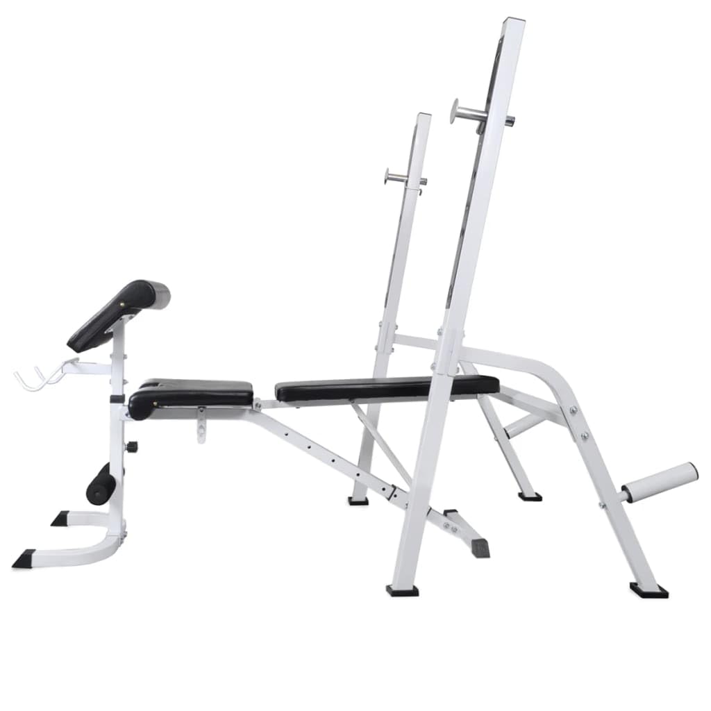vidaXL Adjustable Steel Workup Bench with Weight Rack & 198.4lb Barbell Dumbbell Set - Home Gym Equipment for Full Body Workout - Strength Training & Weight Lifting for Men & Women - Perfect for Small Spaces & Home Fitness