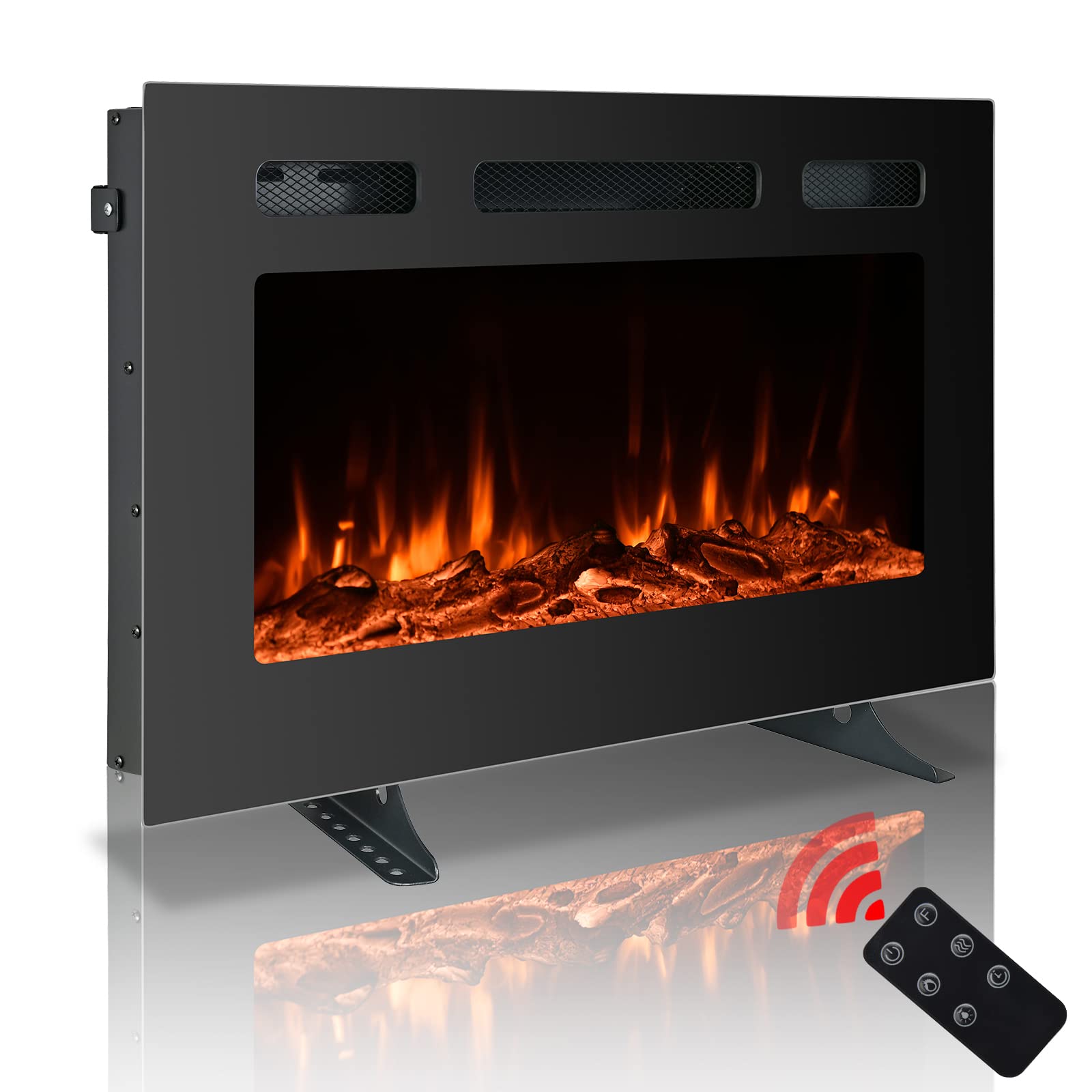 Homajor 30 Inch Electric Fireplace Insert - Wall Mounted LED Fireplace with 9 Flame Colors & Remote Control w/Timer - Perfect for Living Room, Bedroom, or Office Heating & Ambiance