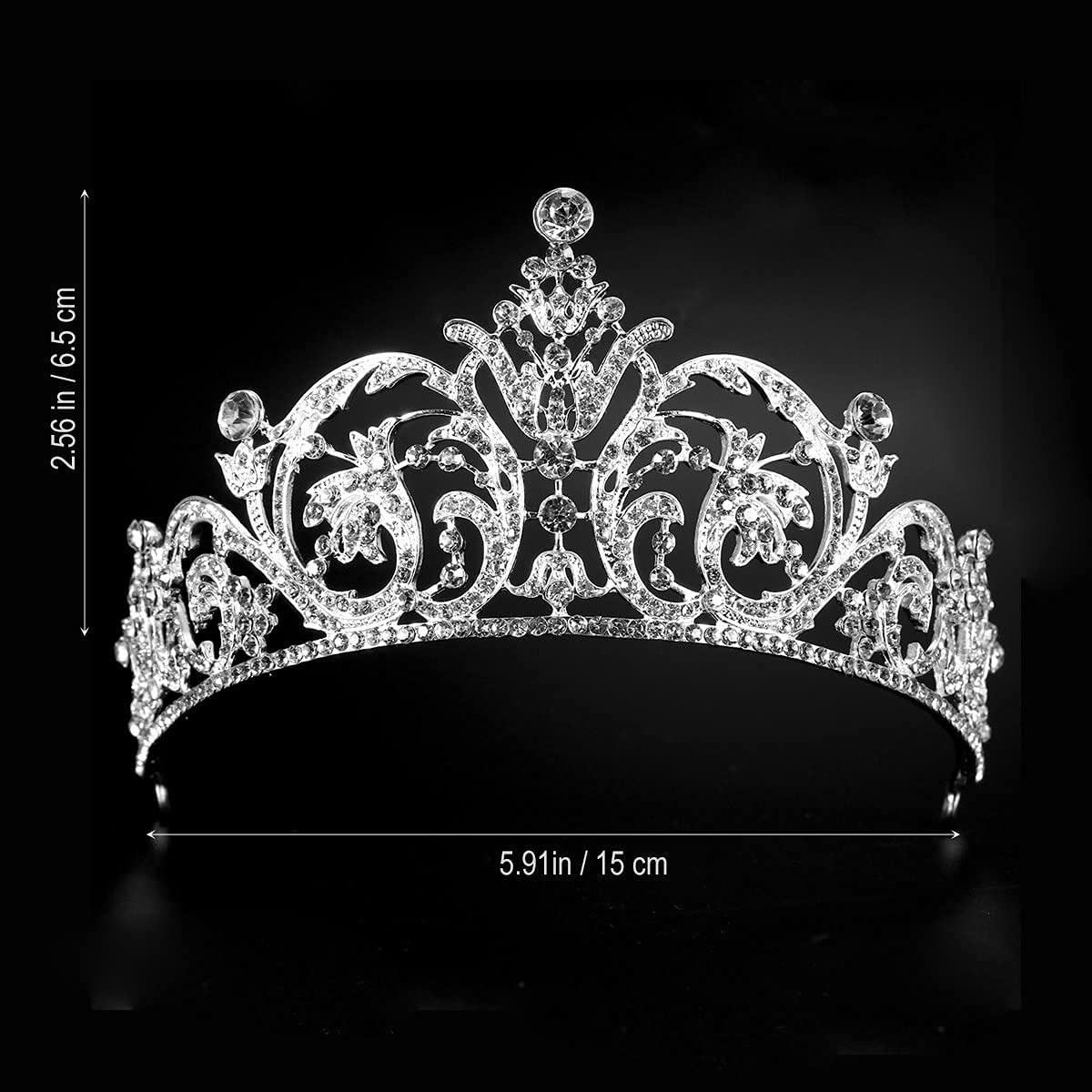 ONOTEC Silver Wedding Tiara Crown with Symmetrical Crystal Rhinestones - Elegant Bridal Headpiece for Weddings, Prom, Pageants & Special Occasions