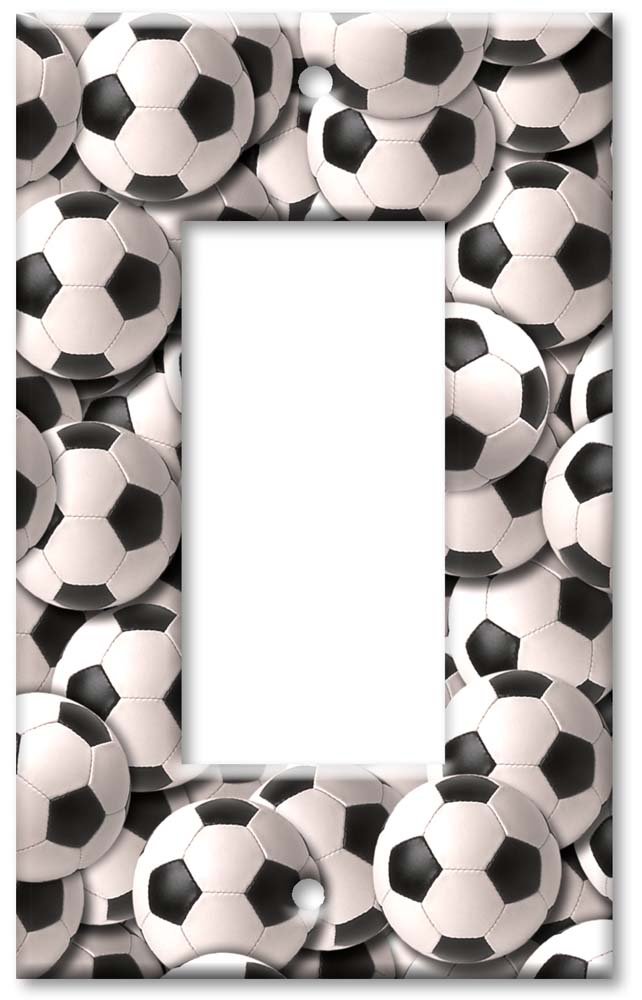 Soccer Ball Art Plates - Decorative Switch Plate Cover for Single Rocker - Perfect for Kids' Rooms, Sports Themed Decor, and Gift Ideas
