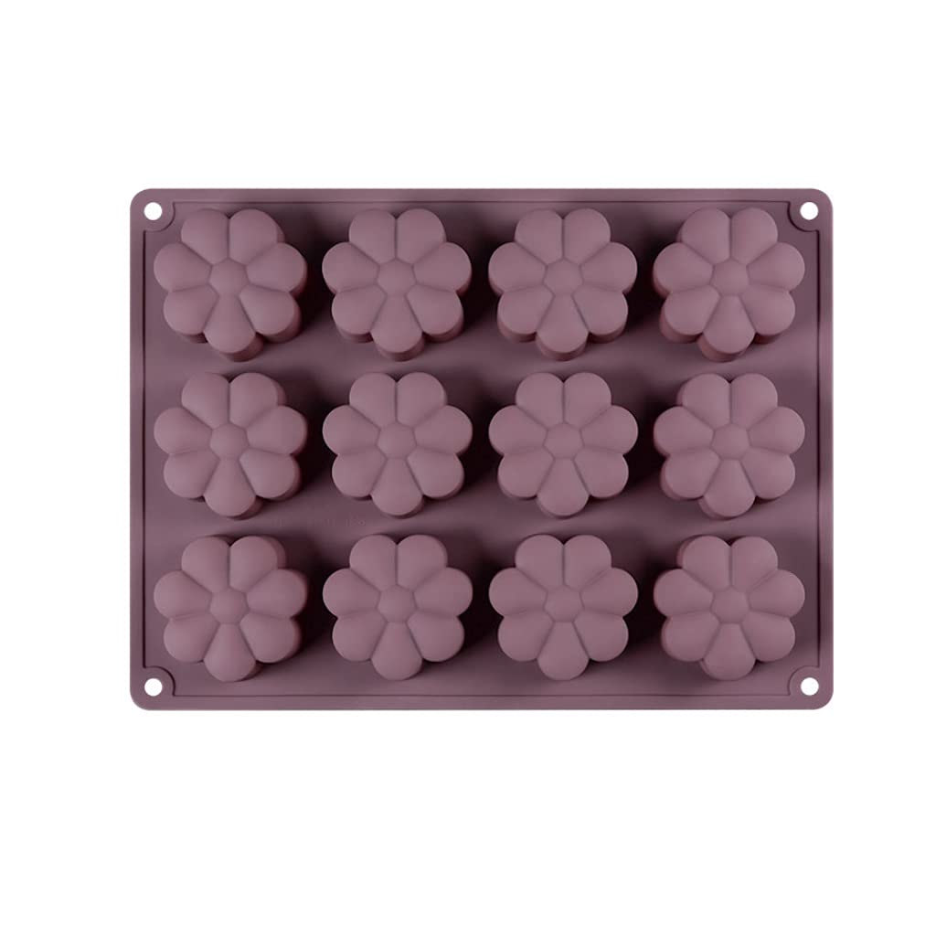 12-Cavity Silicone Flower Cake Mold - Reusable Baking Decorations for Cupcakes, Cookies, Candies & Chocolate - Perfect for Birthday Parties, Wedding Cakes & DIY Desserts