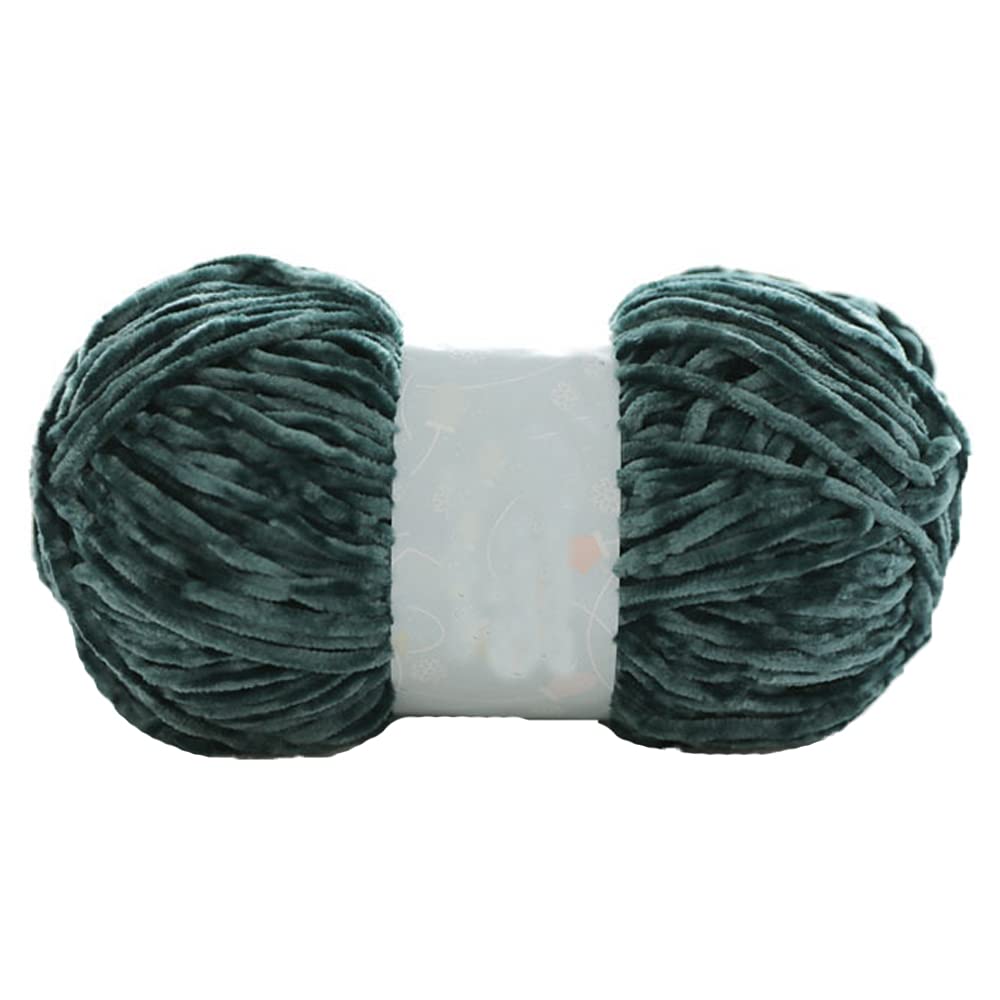2 Skeins 200g Fluffy Chenille Velvet Yarn for DIY Knitting - Soft Warm Chunky Yarn for Hats, Scarves, Sweaters, Pillows & Blankets (Dark Green) - Perfect for Winter Crafts & Cozy Home Decor