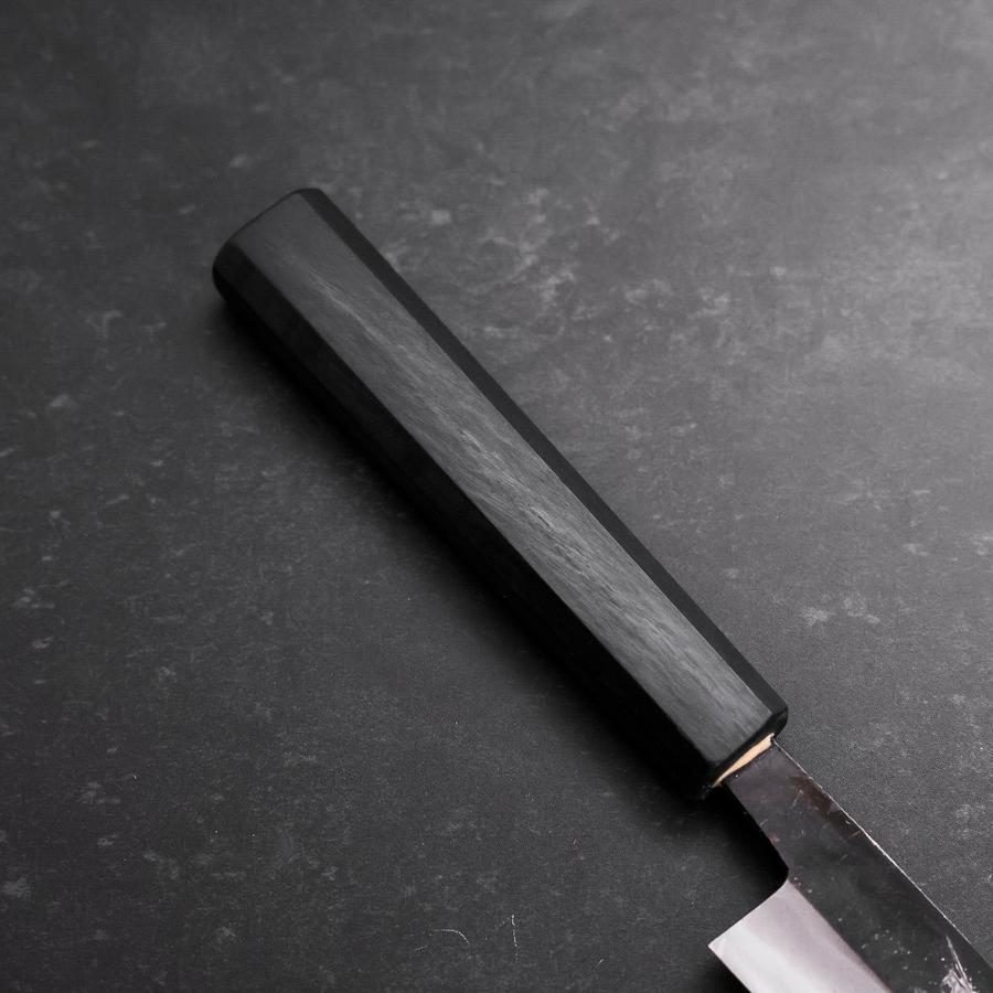 Premium Japanese Sujihiki Knife 210mm - Blue Steel #2 Kurouchi Finish with Dark Blue Urushi Handle - Perfect for Sushi, Sashimi & Meat Slicing