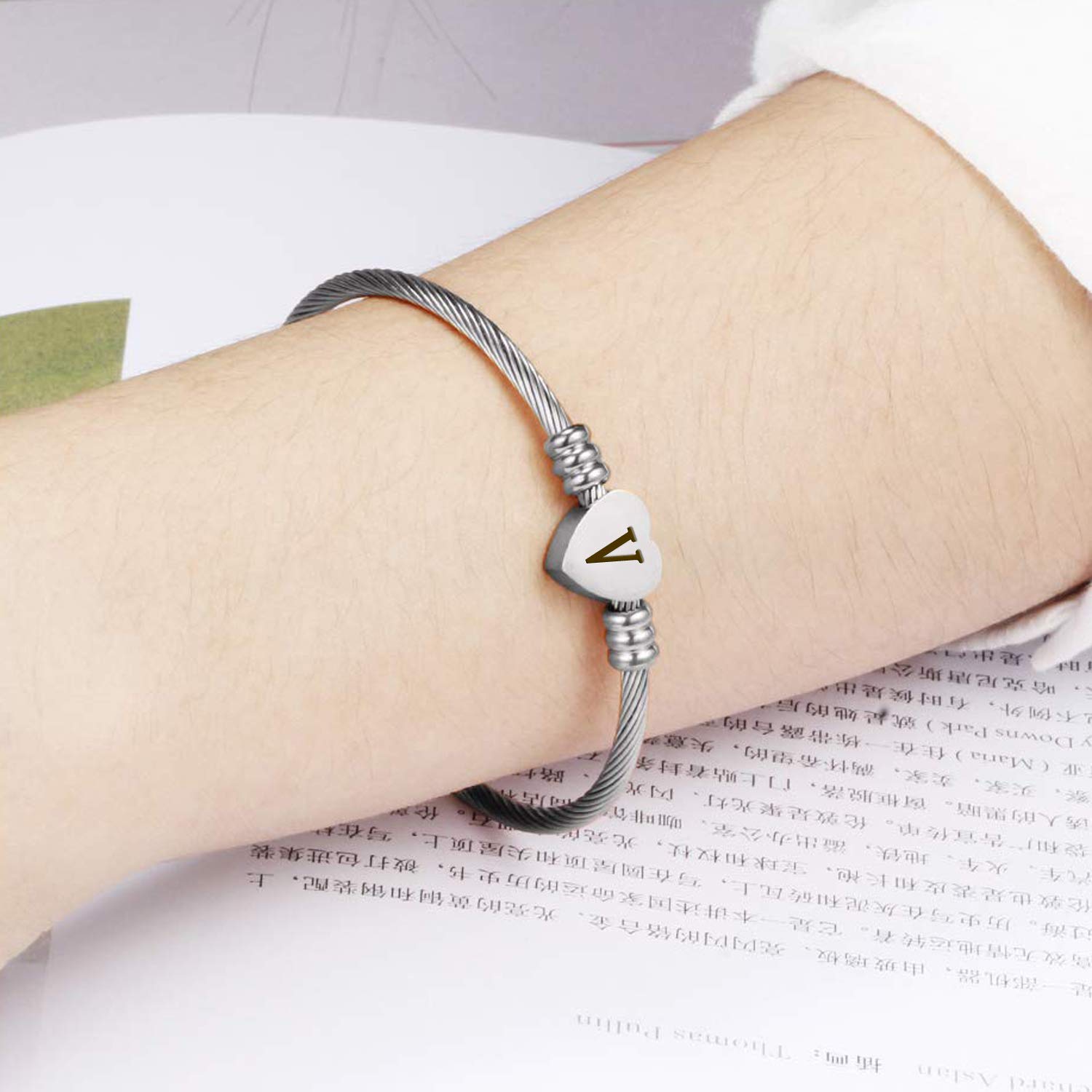 Personalized Initial Bracelet for Women - Custom Alphabet Letter Charm, Heart Cable Design, Dainty Jewelry Gift for Her - Perfect for Birthdays, Anniversaries, and Everyday Wear