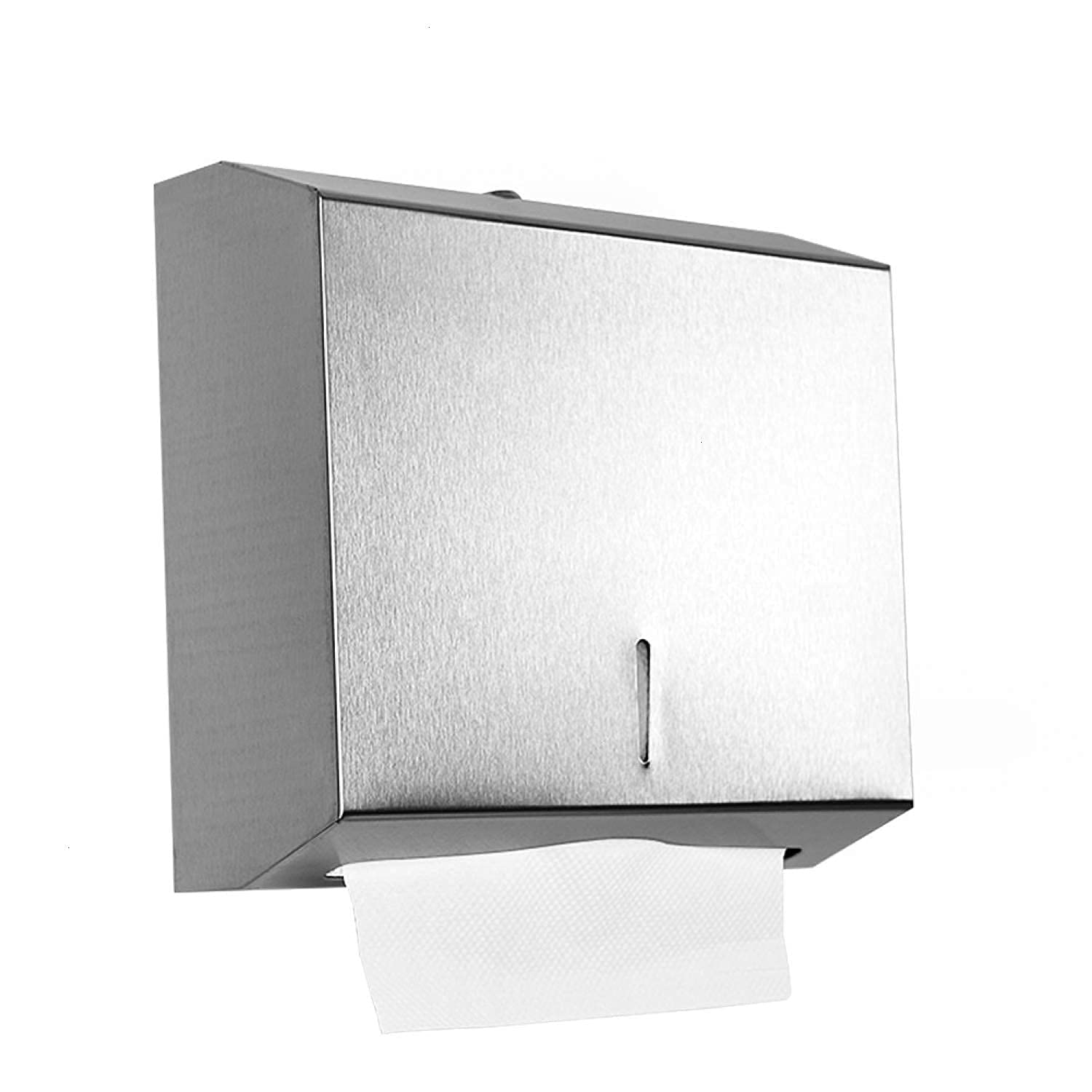 Commercial Wall-Mounted Paper Towel Dispenser - Brushed Stainless Steel Bathroom Hand Towel Holder with Lock - High Capacity (250 C-Fold/300 Multi-Fold) - Ideal for Restaurants, Offices & Public Restrooms