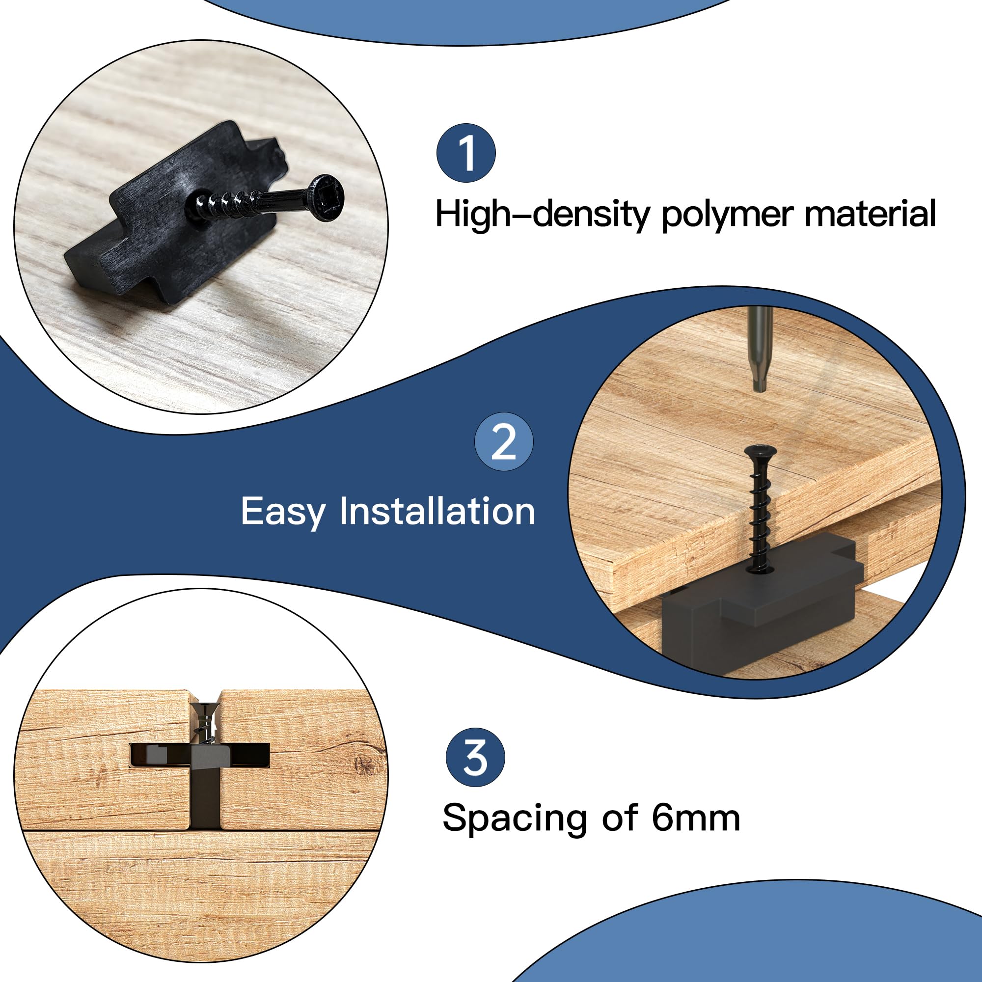 LPET 250PCS Universal Hidden Deck Fastener Clips - Nylon T-Clips for Composite Decking Boards Installation | Perfect for DIY Deck Projects & Outdoor Flooring Construction