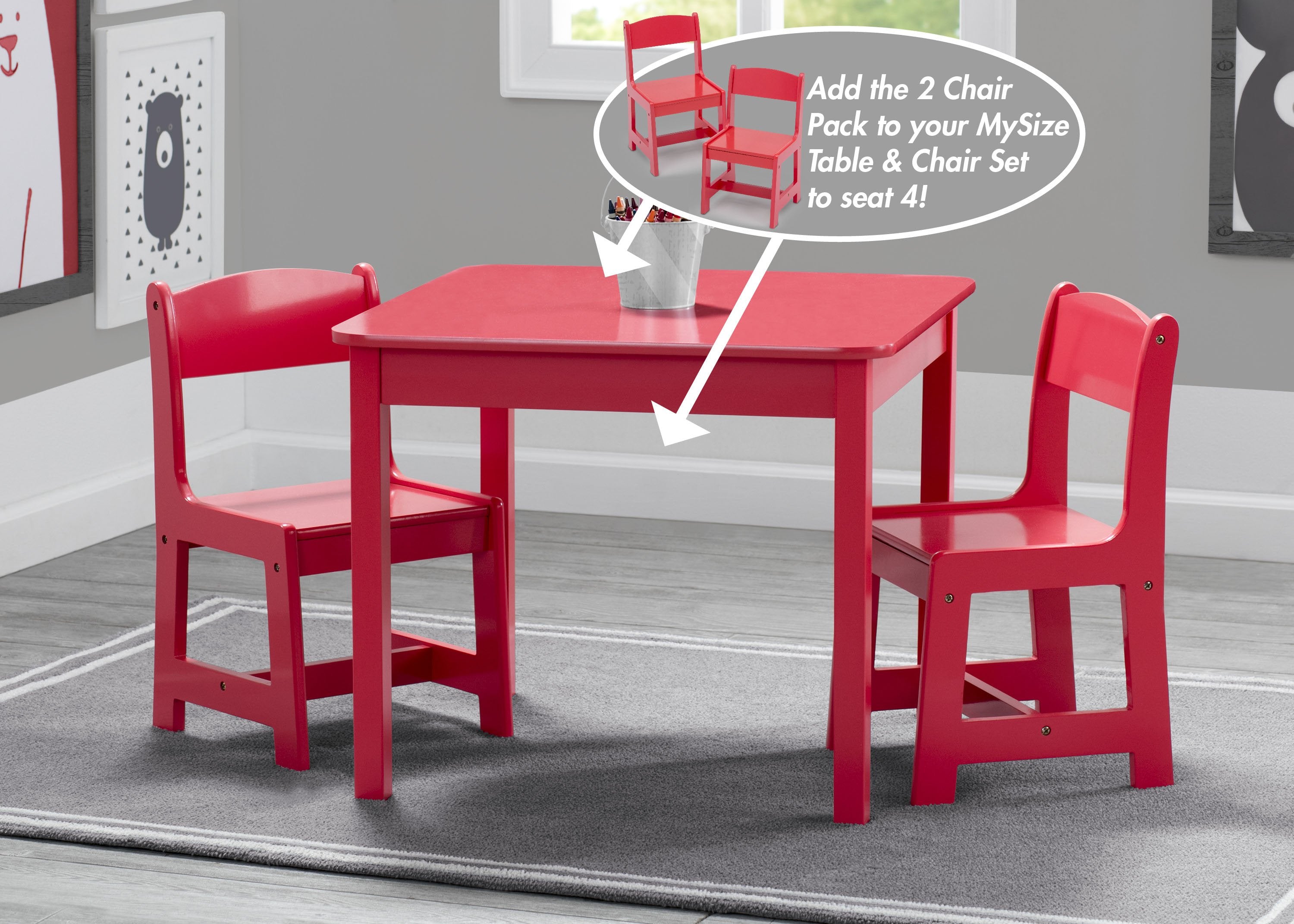 MySize Wooden Kids Chairs for Playroom - Set of 2 Children's Chairs for Reading, Drawing & Playtime - Perfect for Toddler Classroom, Daycare or Home Play Area