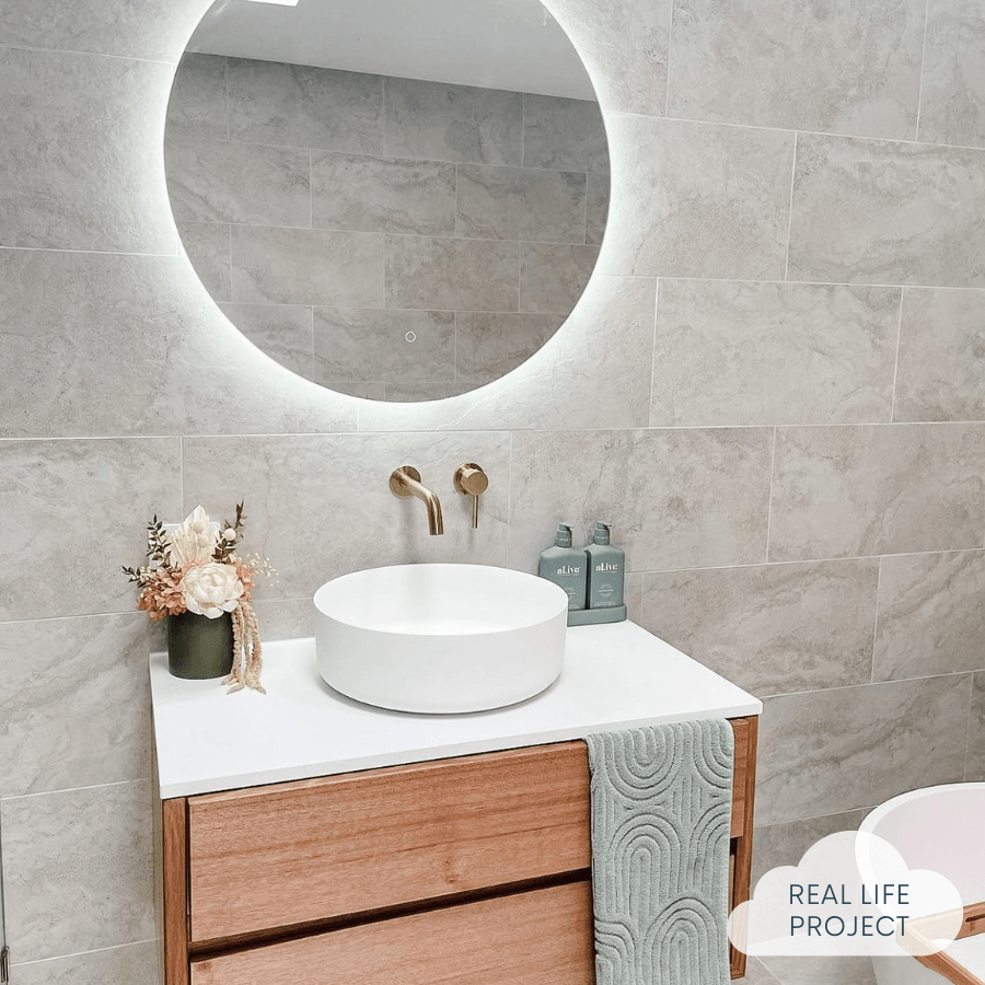 Byron Travertine Look Ivory Matte Tile - Natural Stone Effect Ceramic Floor & Wall Tile for Bathroom, Kitchen, and Living Room Decoration