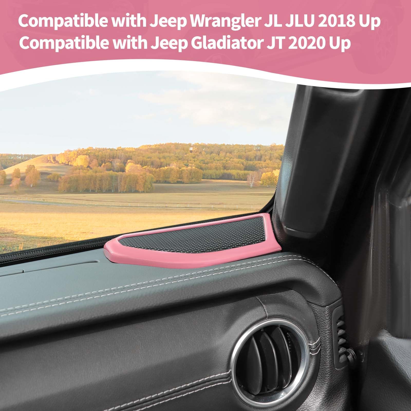 Jeep Wrangler JL JLU & Gladiator JT A-Pillar Speaker Trim Covers (2018-2024) - Pink Interior Accessories (2-Piece Set) | Perfect for Customizing & Protecting Your Jeep's Interior