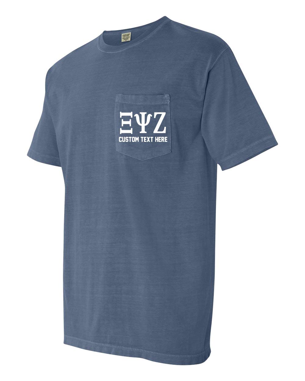 Custom Greek Letter Comfort Colors Pocket T-Shirt - Fraternity & Sorority Apparel for College Events, Greek Week & Campus Life