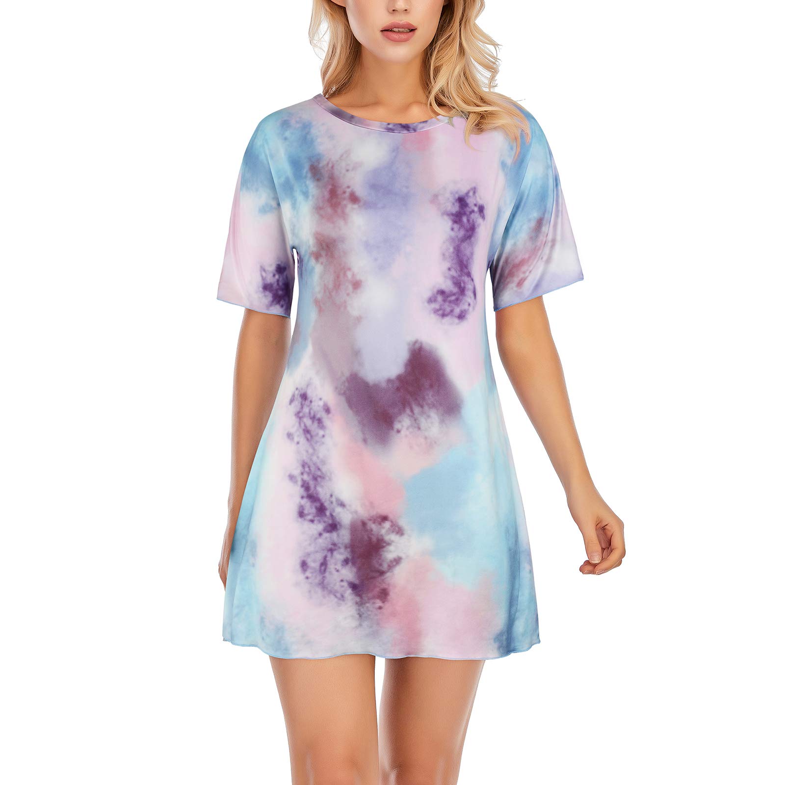 Trendy Tie-Dye Nightgowns for Women - Soft & Comfortable Sleepwear, Casual Nightshirts & Sleep Shirts - Perfect for Lounging, Bedtime & Relaxing at Home
