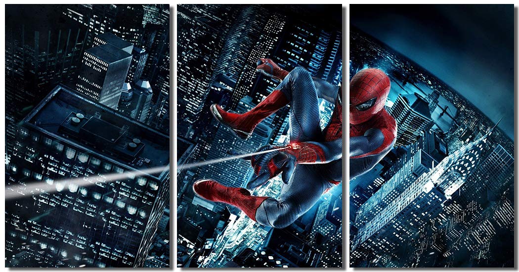 Spider-Man Framed Canvas Wall Art - 42x24 Inch Marvel Superhero Movie Poster Print - Perfect for Home Decor, Office & Game Room