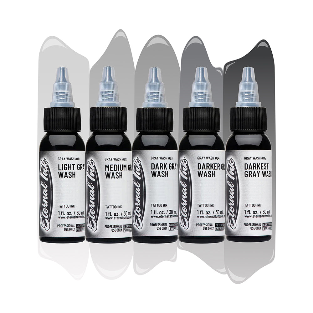 Eternal Ink Eternal Gray Wash Set - Professional Tattoo Ink for Artists | Perfect for Realistic Shading & Tattoo Art | Studio & Home Use