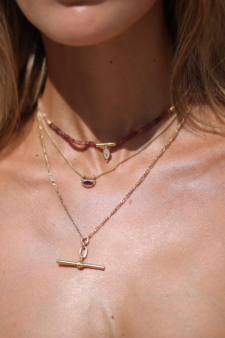 Theia Tourmaline & Sunstone Gold Beaded Necklace for Women - Elegant Handmade Jewelry Gift for Birthday, Anniversary & Special Occasions