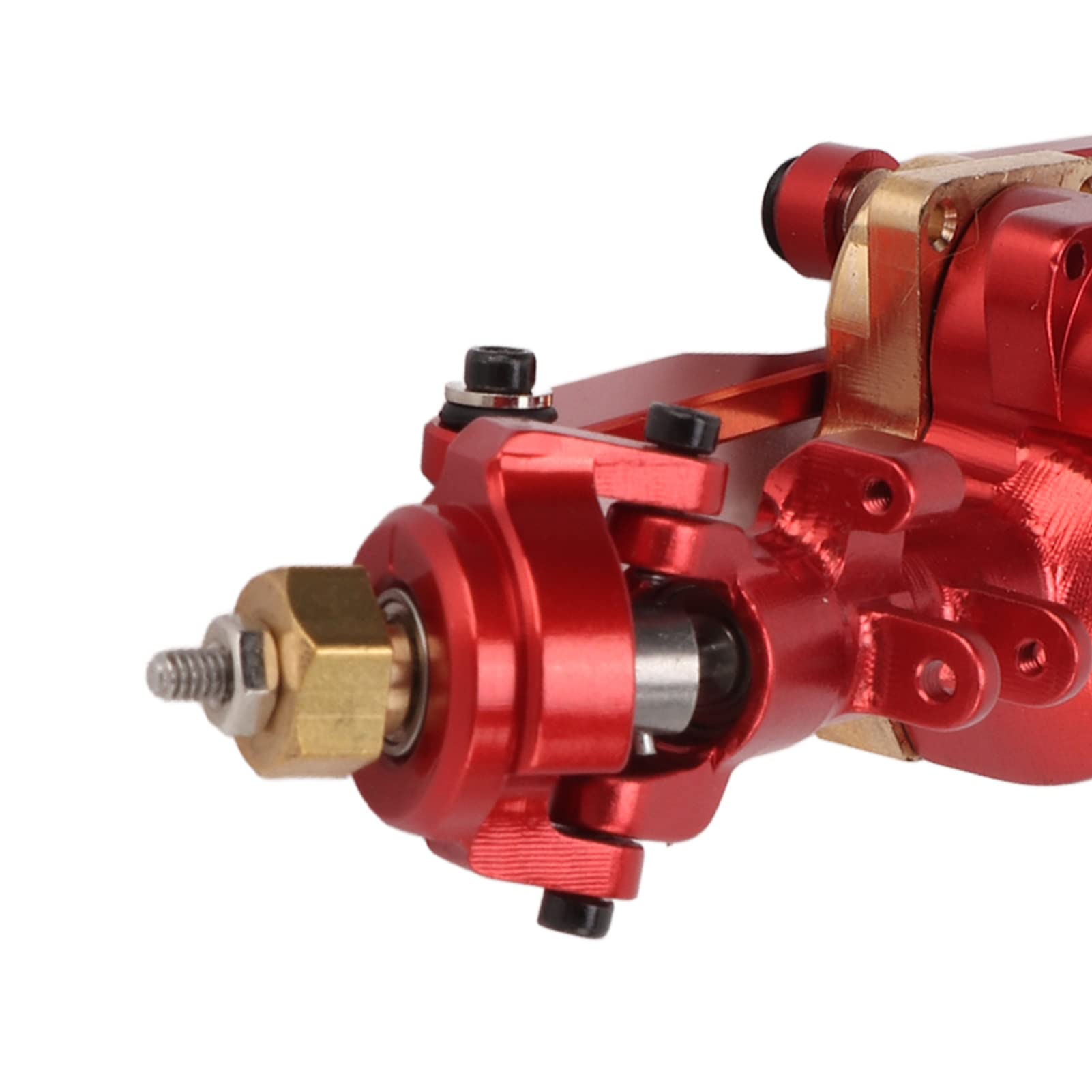 Aluminum Alloy & Brass RC Front Axle Assembly for Axial SCX24 AXI90081 1/24 Scale Crawler Truck - Red | Durable Off-Road Upgrade for Rock Crawling & Trail Adventures