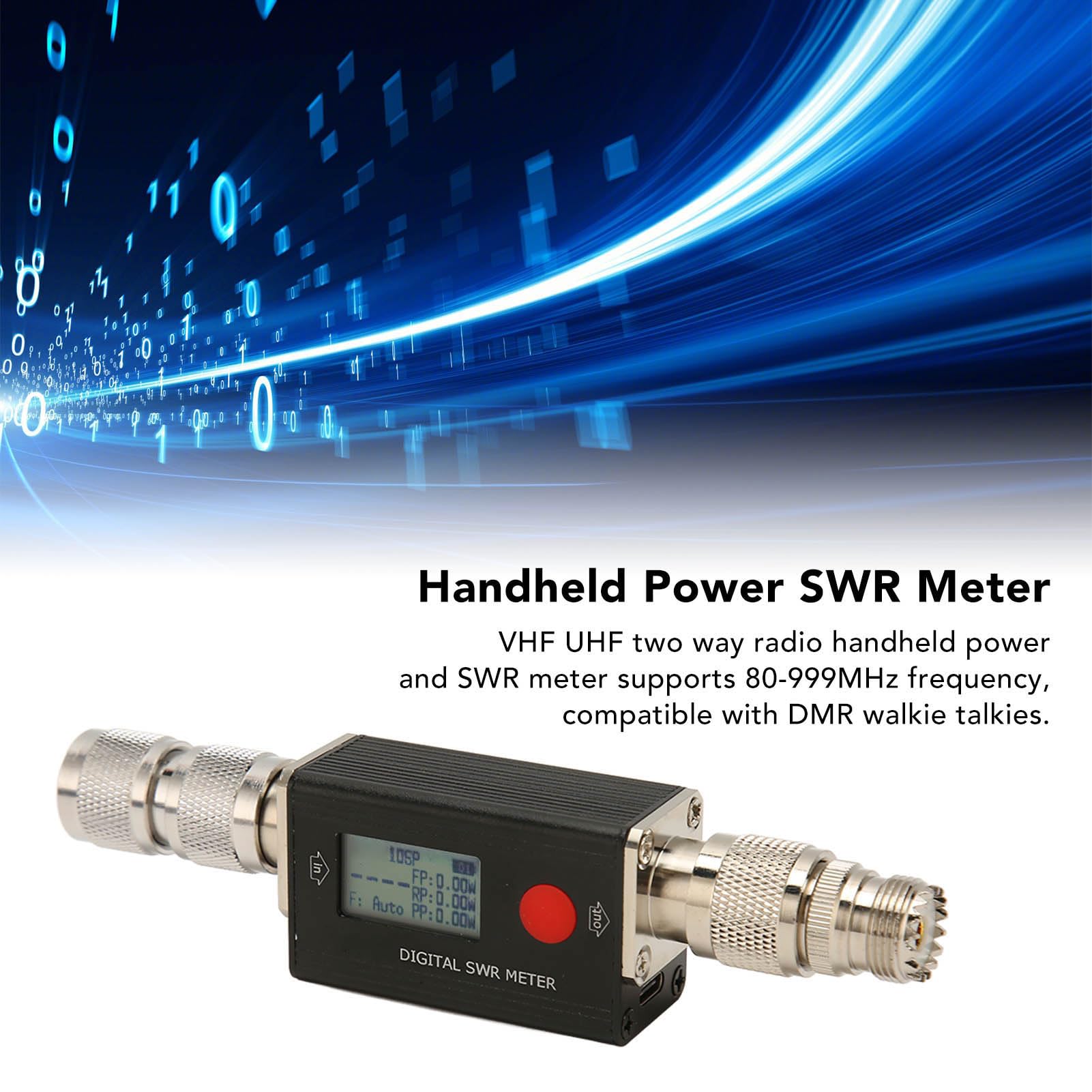 RD106P Digital SWR Meter 120W 80-999MHz VHF UHF Power Meter for Two Way Radios - Handheld Standing Wave Meter Compatible with DMR Walkie Talkies, Ham Radio & CB Antenna Tuning (Perfect for Field Testing & Radio Maintenance)