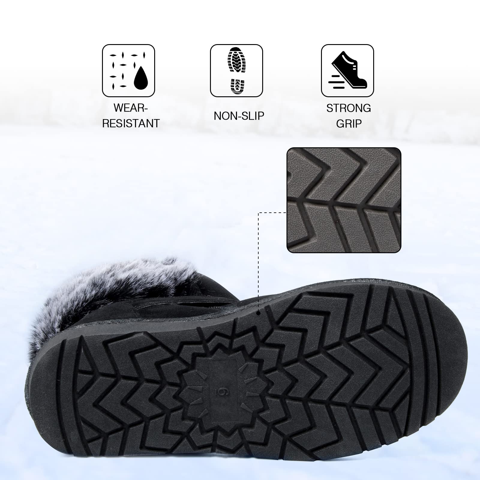 WFL Women's Classic Mid-Calf Snow Boots with Fur Lining - Waterproof Winter Boots for Women - Warm & Stylish Snow Shoes for Hiking, Snowy Days & Outdoor Activities