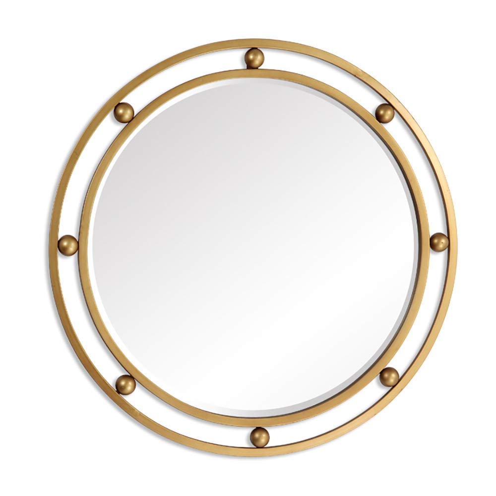 Round Metal Bathroom Mirror - Wall Mounted Hanging Mirror for Bathroom & Salon Decor - Rustic Vanity Mirror with Adjustable Hooks - Perfect for Powder Rooms, Guest Baths & Home Spa Areas