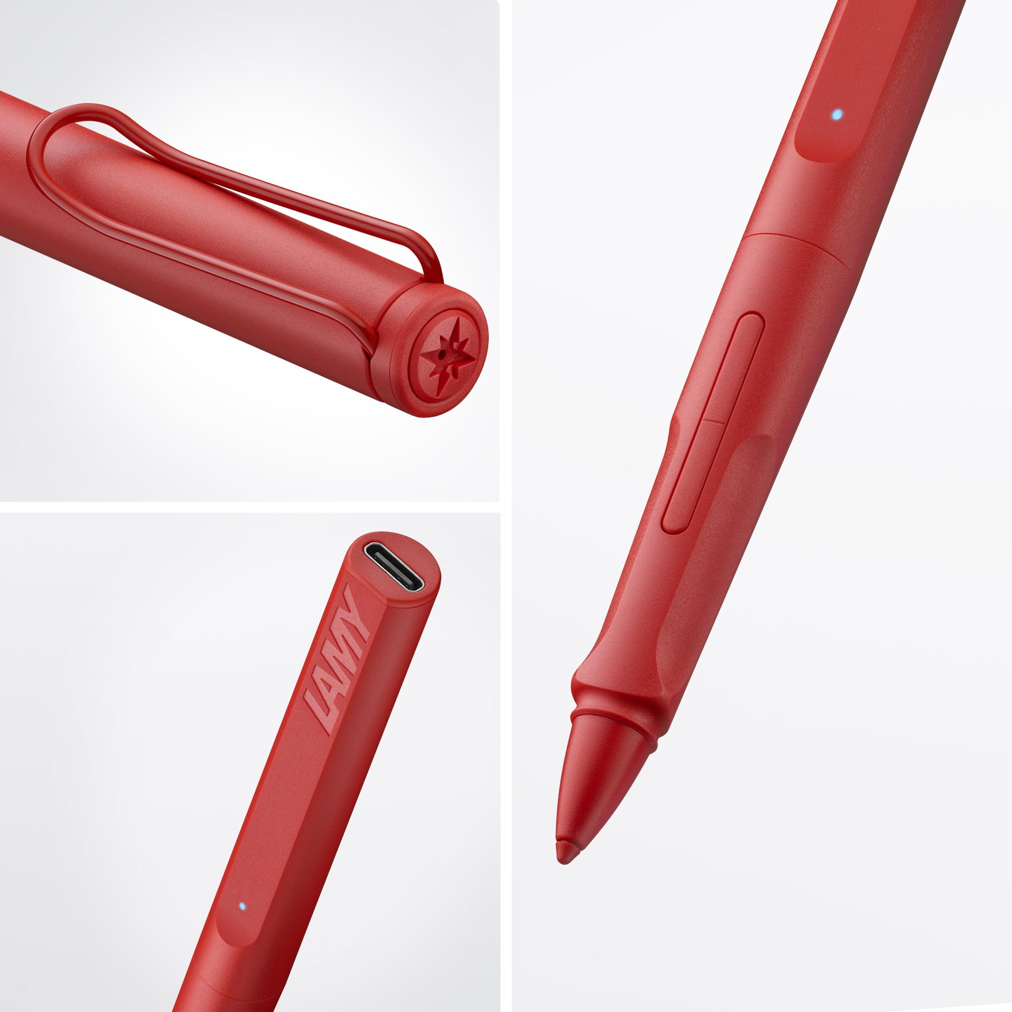LAMY Safari Note+ Red Stylus Pen for iPad - Palm Rejection, Tilt Sensitivity & Ergonomic Grip - Compatible with All iPad Models (10+ Hours Battery Life) - Perfect for Drawing, Note-Taking & Digital Art