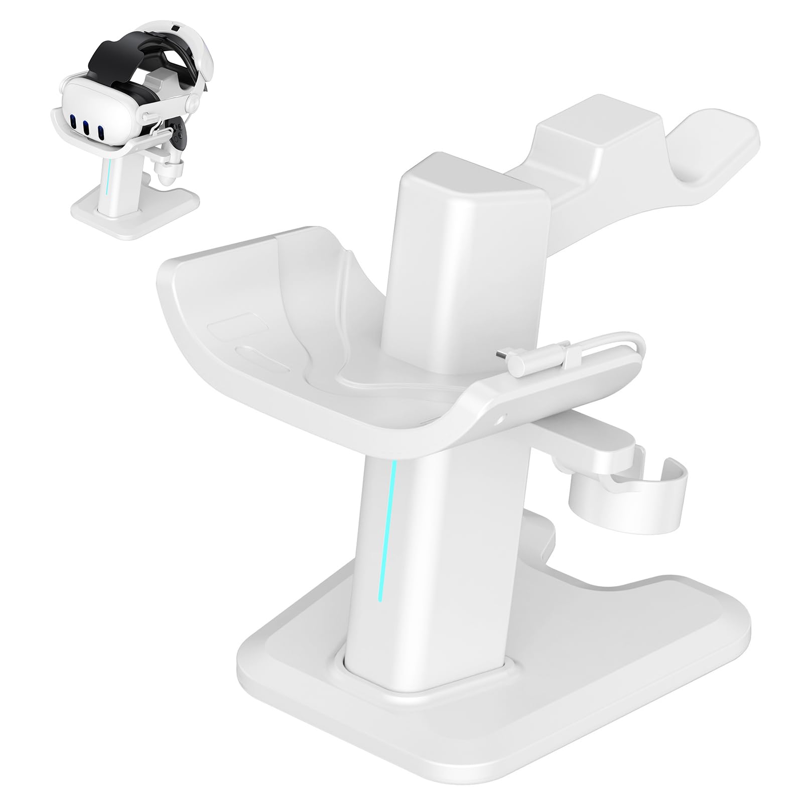 HUAYUWA VR Headset Stand for Meta Quest 3 - Charging Dock Station with Controller Holder, Tabletop Organizer for Quest 3 Accessories - Perfect for Gaming Setup & VR Accessory Storage