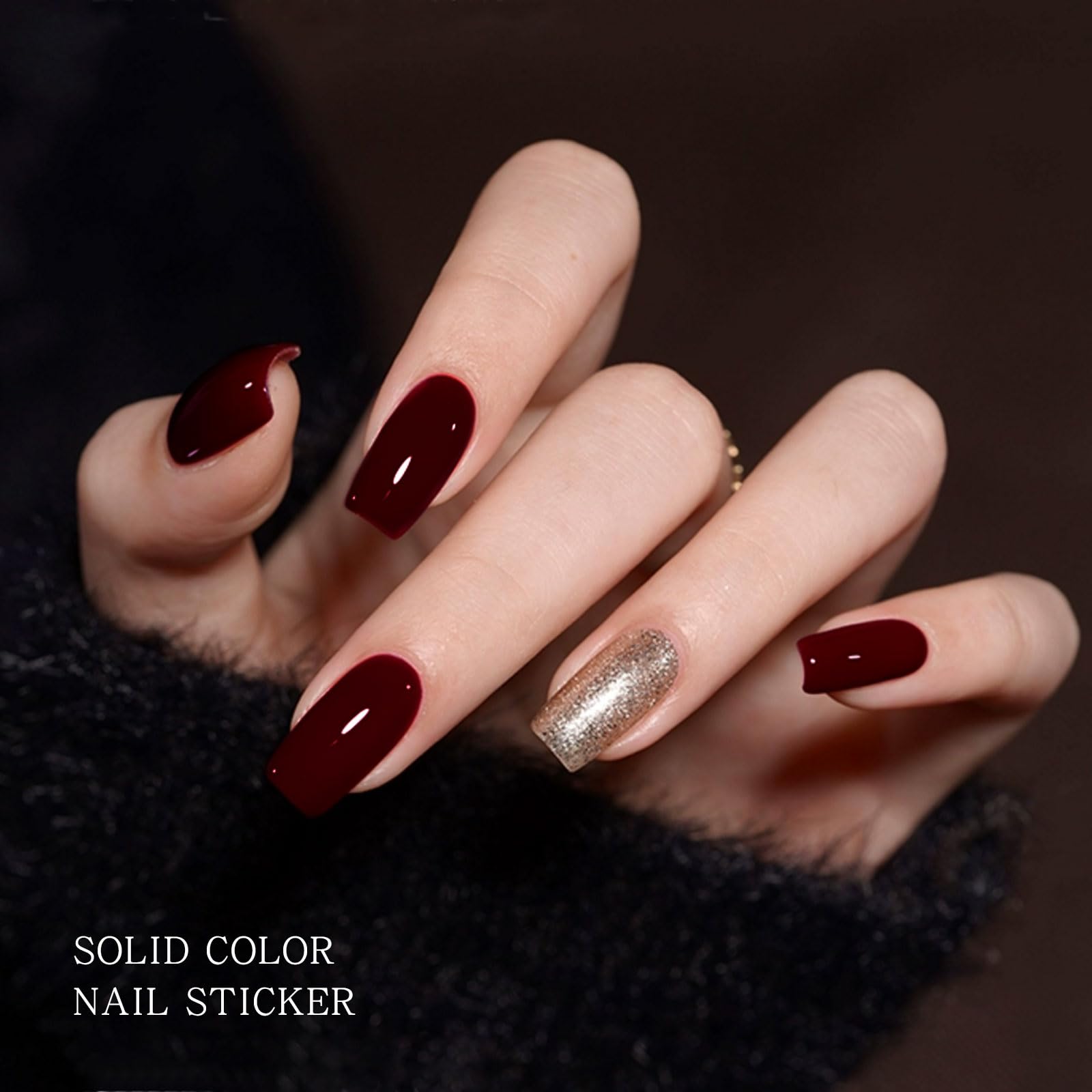 JMEOWIO Wine Red Semi Cured Gel Nail Strips - Long Lasting UV/LED Gel Nail Stickers for Nail Art Designs | Perfect for Home Manicures, Salon Nail Decorations & DIY Nail Art Accessories