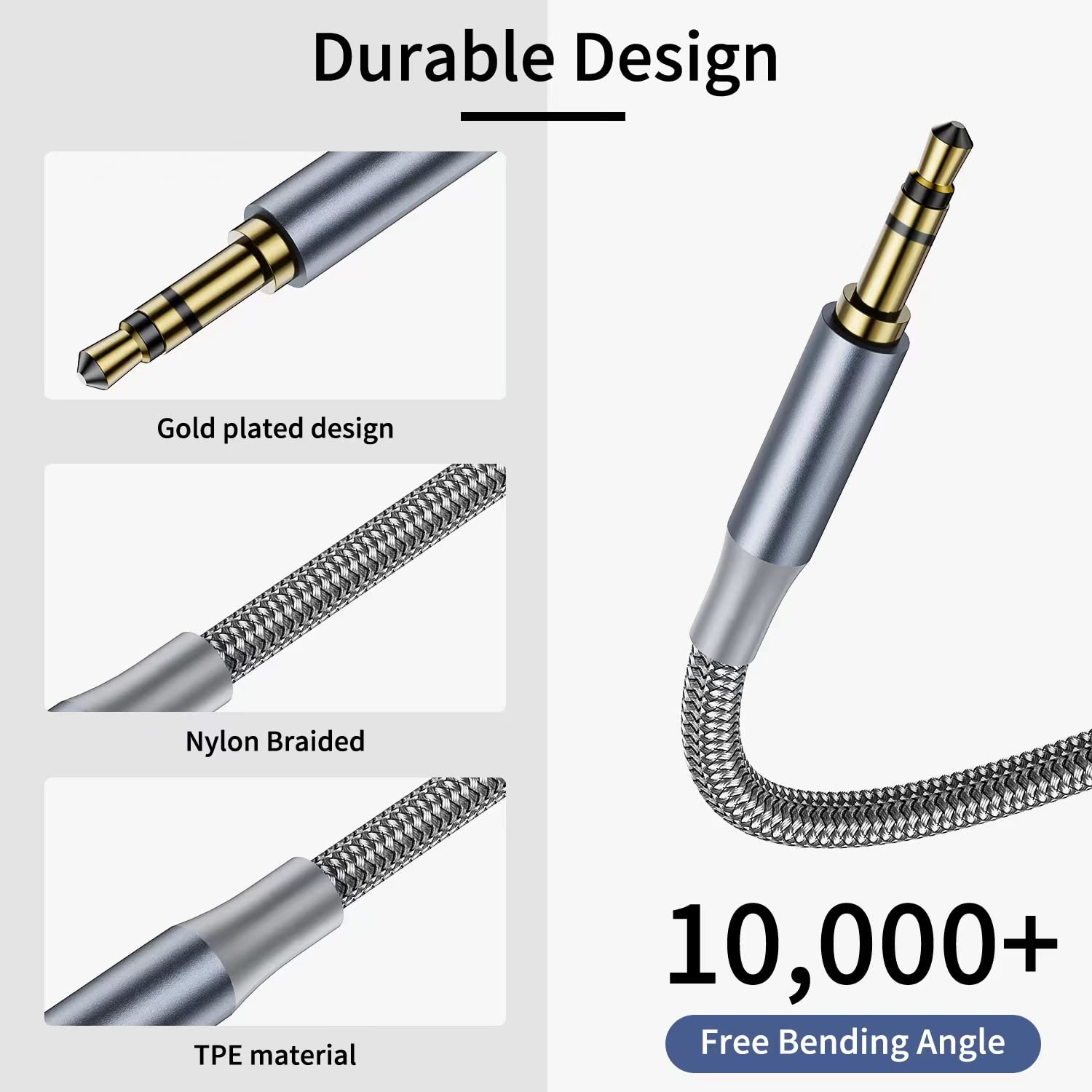 3.5mm Aux Cable [2 Pack 1m & 2m] Braided Male to Male Audio Auxiliary Cord - Hi-Fi Sound Quality for Car Stereo, Home Speaker, Headphones - Compatible with Sony, Echo Dot, Beats, iPod, iPad - Perfect for Road Trips & Home Entertainment Systems