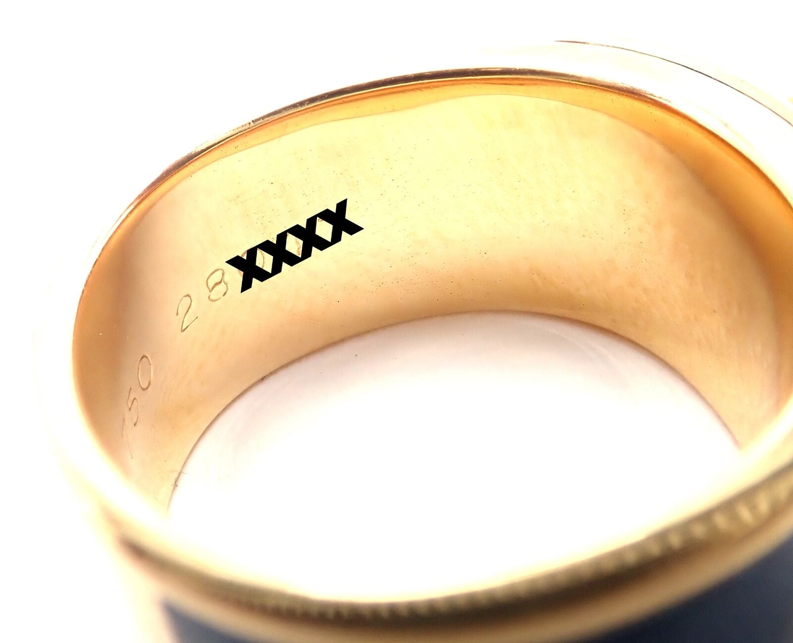 Authentic Hermes Collier de Chien 18K Yellow Gold Blue Enamel Band Ring - Size 6 - Luxury Fashion Jewelry for Women, Perfect for Parties, Weddings & Special Occasions