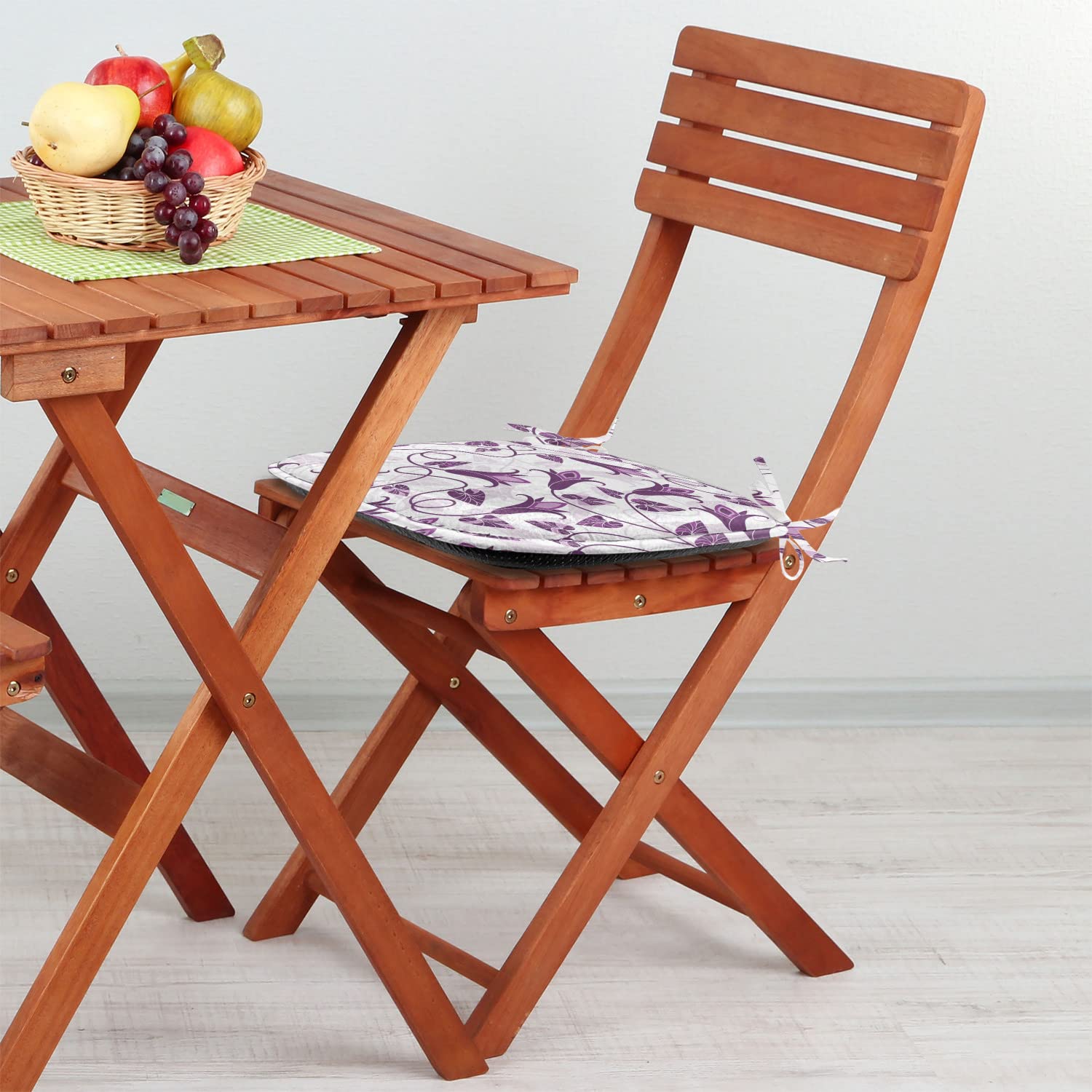 Lunarable Tulip Chair Cushion Set of 12 - Royal Floral Bouquet Abstract Design, Non-Slip Kitchen & Patio Seat Pads, 16x16 Inches, Purple Lavender - Perfect for Dining Chairs, Outdoor Furniture, and Home Decor