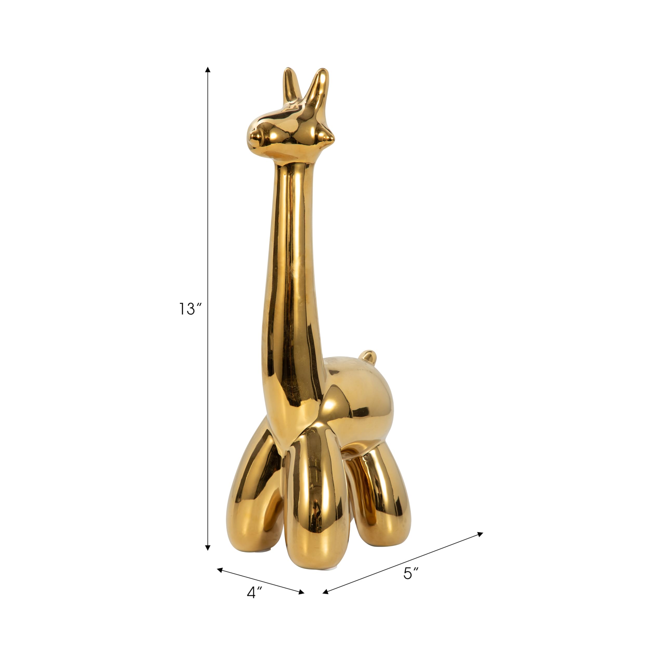 Sagebrook Home Ceramic Giraffe Figurine - Decorative Stoneware Statue with Metallic Gold Finish - 13 Inch Tall Animal Sculpture for Home Office Decor, Gift, and Shelf Display