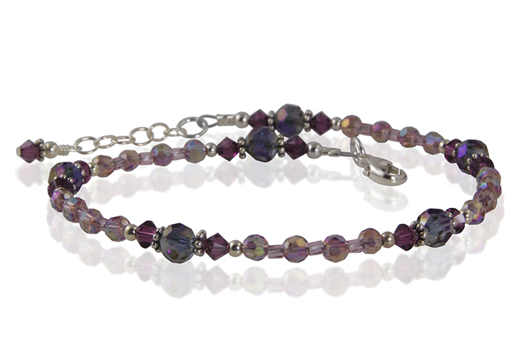 Amethyst Purple Crystal Beaded Anklet - Elegant Adjustable Ankle Bracelet for Women | Perfect for Yoga, Beach & Boho Fashion