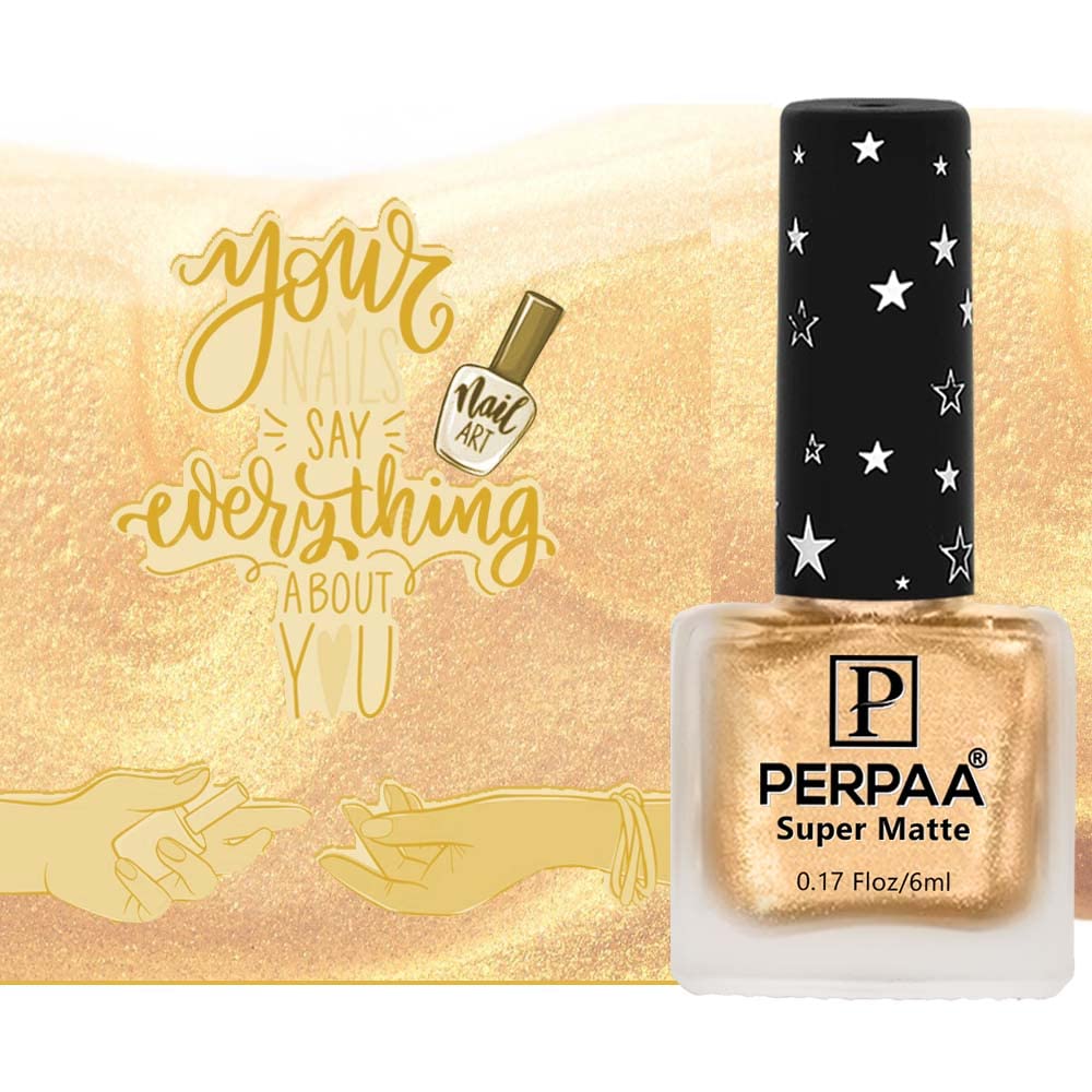 PERPAA® Super Matte Nail Polish Set - 2 Long Lasting Waterproof Colors (Gold & Yellow Beige, 6ml Each) | Non-Chip Matte Finish Nail Art Gift for Women | Perfect for Daily Wear, Parties & Special Occasions