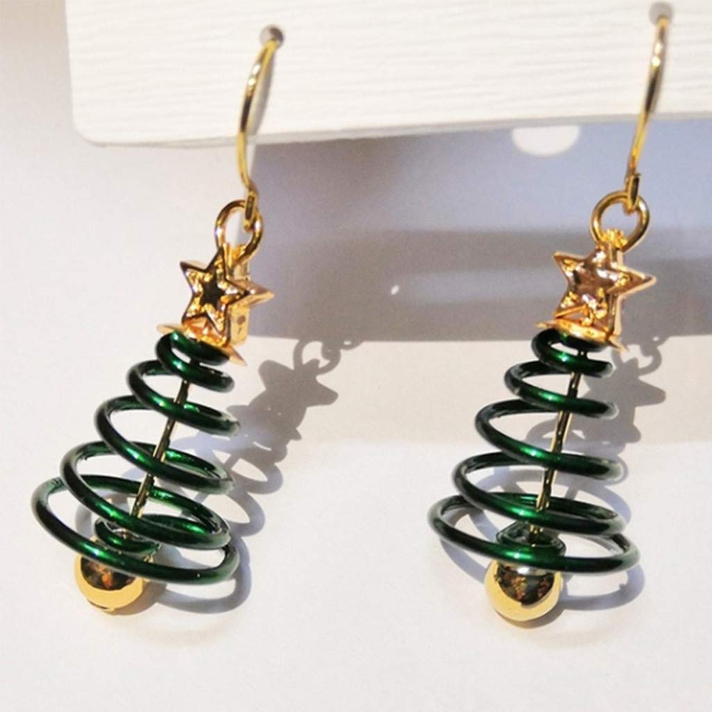 Stylish Gold and Silver Hoop Earrings for Women - Trendy Christmas Dangle Drop Earrings with Green Charm Ball | Perfect for Holiday Parties, Gift Giving & Everyday Wear (One Size)