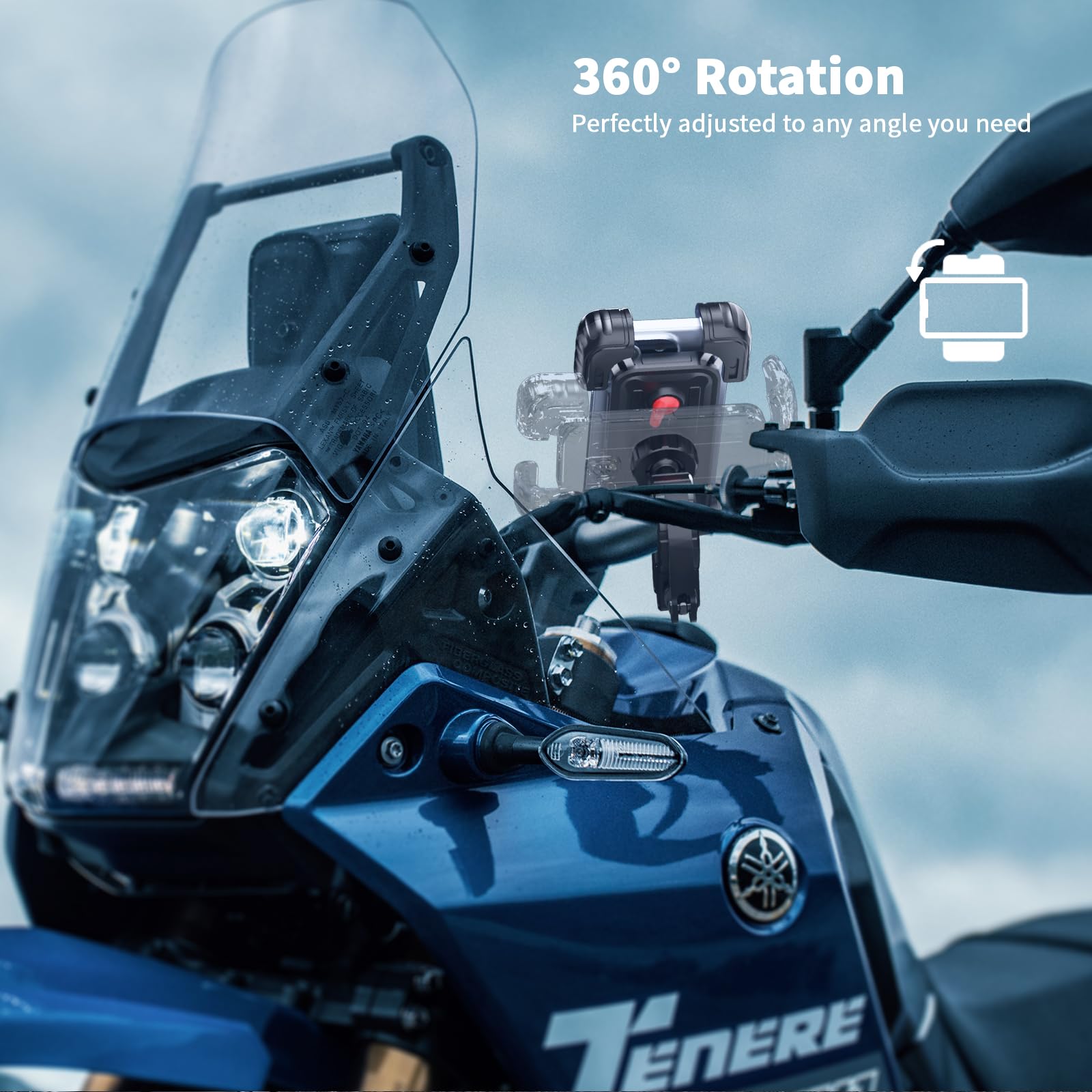 Ultra Stable Metal Bike Phone Holder - Motorcycle & Bicycle Phone Mount with Secure Grip for iPhone 15 Pro Max/Plus, Samsung Galaxy (Fits 4.7-6.8 Inch Phones) - Perfect for Cycling, Commuting & Outdoor Adventures