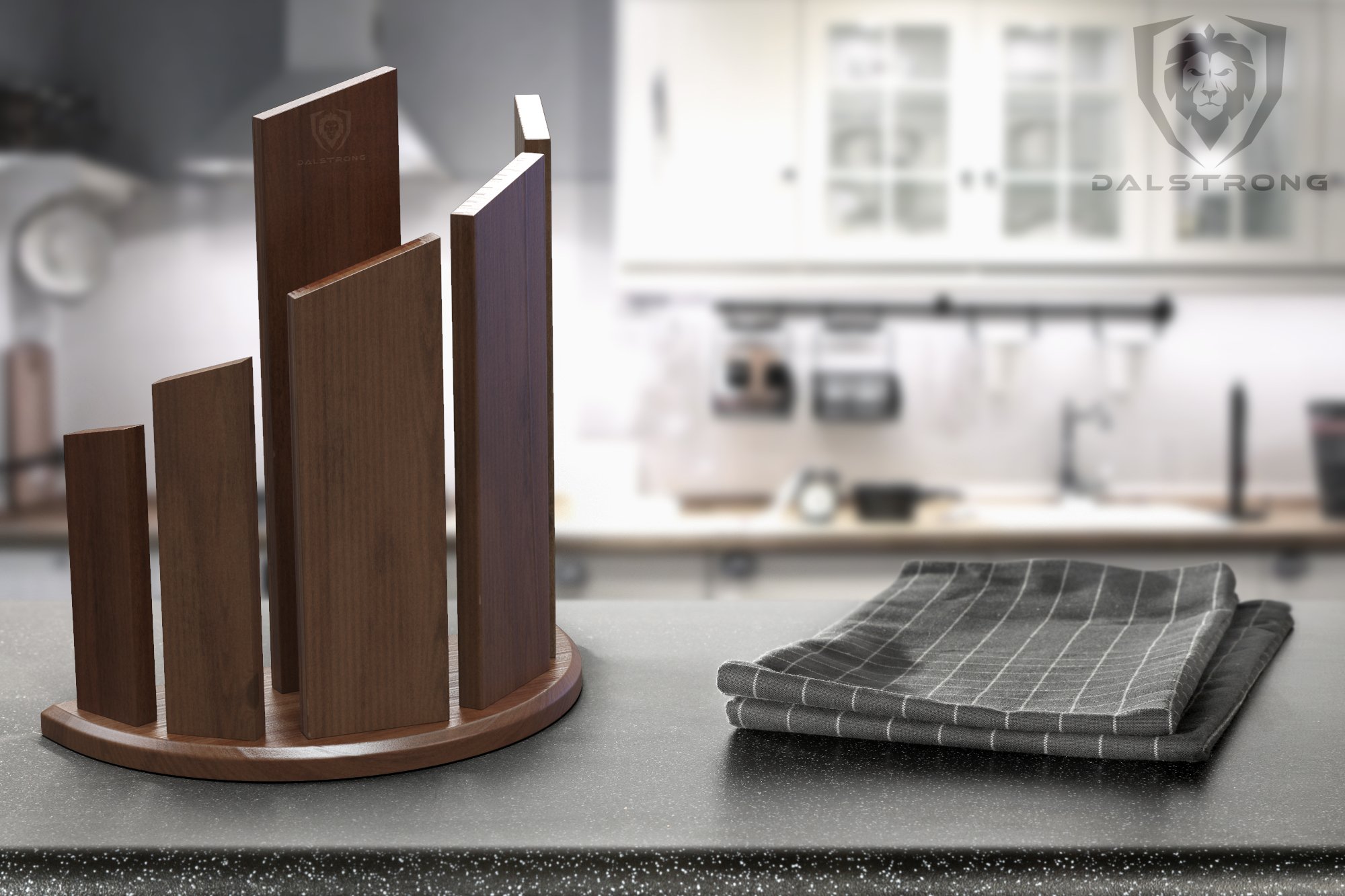 Dalstrong Magnetic Knife Block - Premium Double-Sided Walnut Knife Holder for 12-Piece Knife Set - 'Dragon Spire' Professional Kitchen Display Stand - Perfect for Home Chefs & Cooking Enthusiasts - Ideal for Kitchen Countertop Organization & Knife Storage