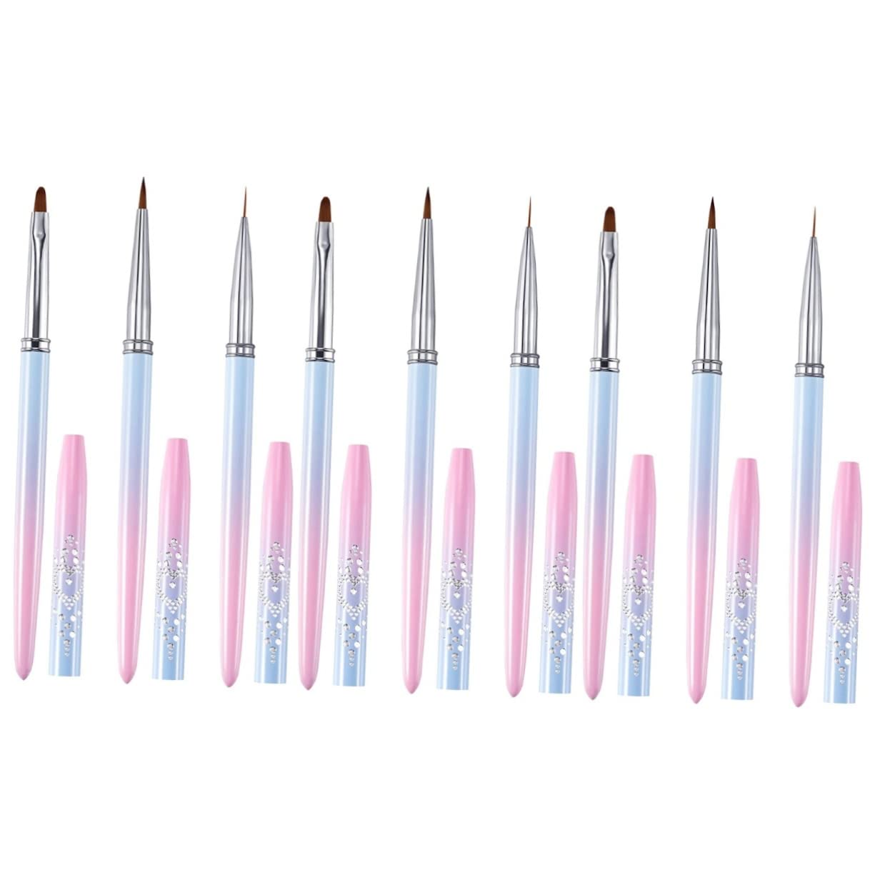 FRCOLOR 9-Piece Professional Nail Art Brush Set - Manicure Cleaning Pens, Nail Line Drawing Pens & Painting Brushes for DIY Nail Design | Perfect for Salon, Home Manicure & Nail Art Enthusiasts