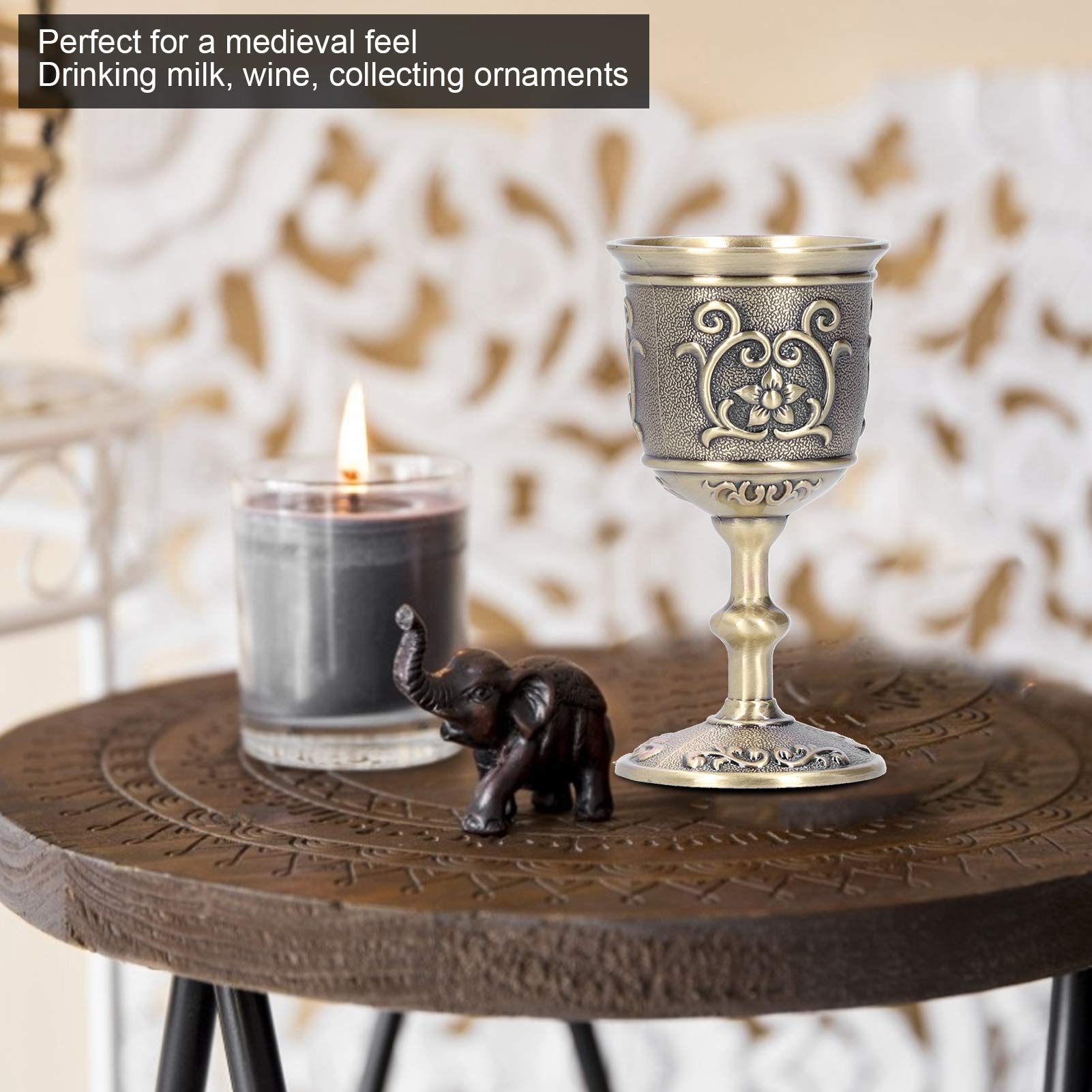 Pokerty9 Chalice Goblet - Exquisite Royal King's Cup for Wine & Whiskey | Decorative Embossed Large Goblet for Milk Drinks & Medieval Themed Parties | Perfect for Weddings, Renaissance Fairs & Home Decor
