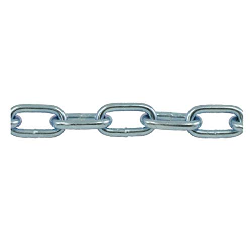 TC Machine Chain Straight Link Zinc (Trade Size 2/0, 150ft Reel) - Heavy-Duty Industrial Chain for Construction, Towing & Rigging Applications