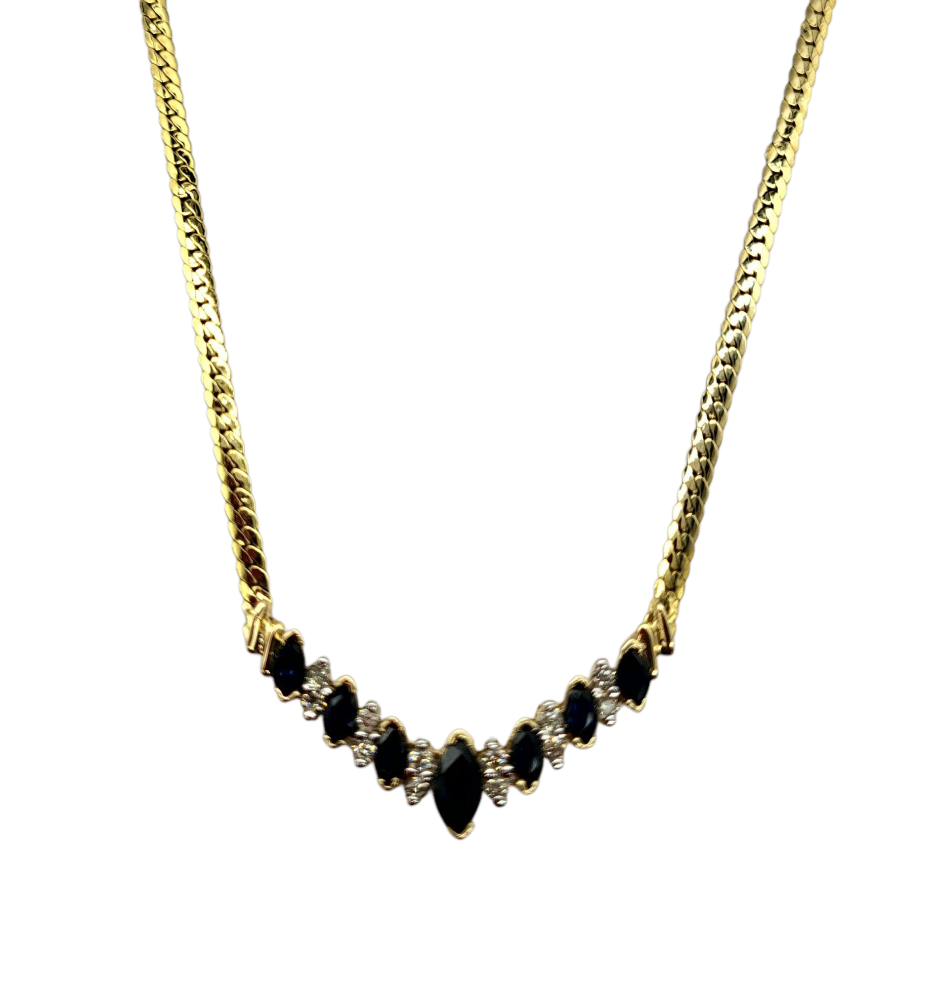 Elegant Sapphire and Diamond Stationary Necklace for Women - Perfect for Weddings, Parties & Special Occasions
