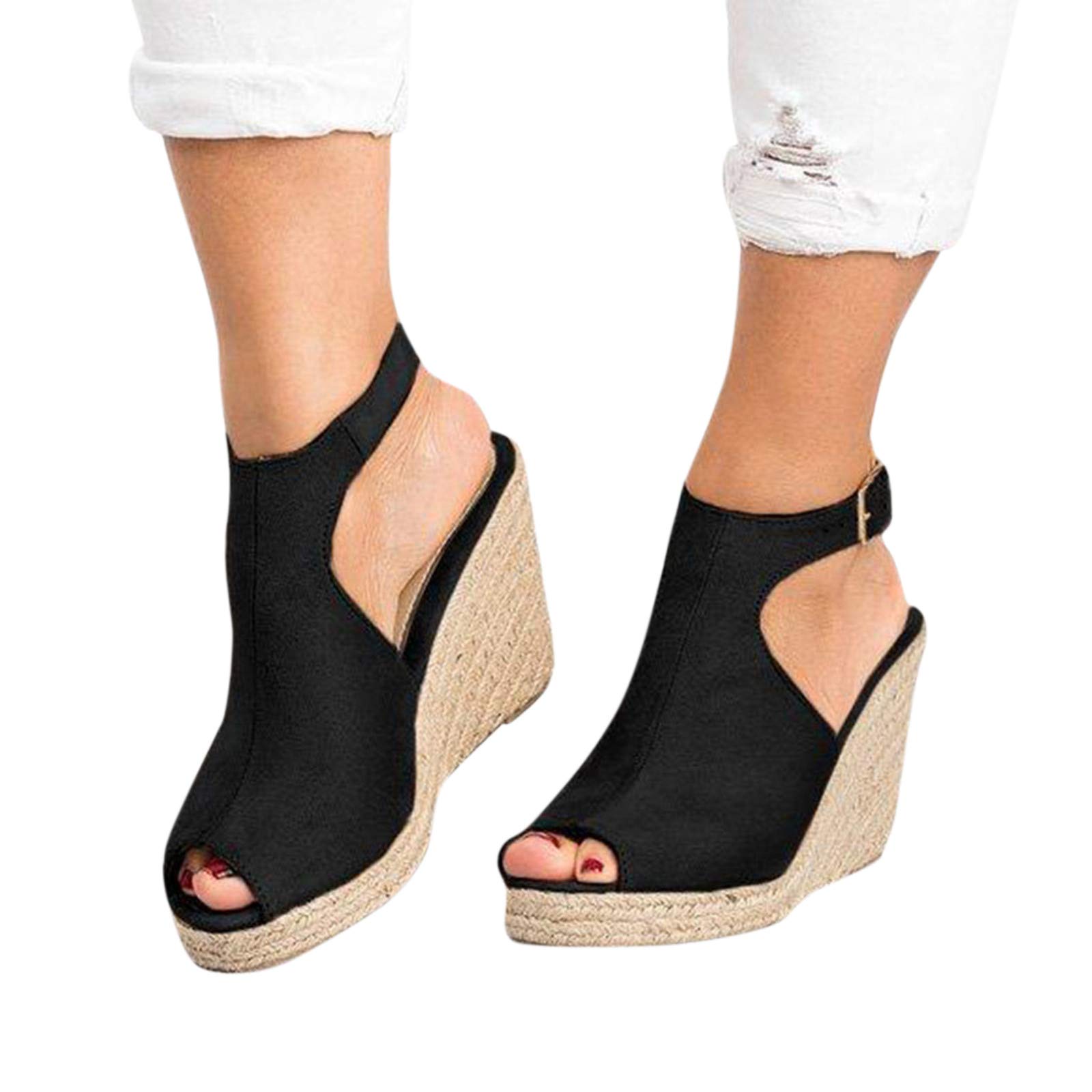 Women's Wedge Sandals - Summer Casual Platform Heels with Espadrille Design for Beach, Vacation & Everyday Wear