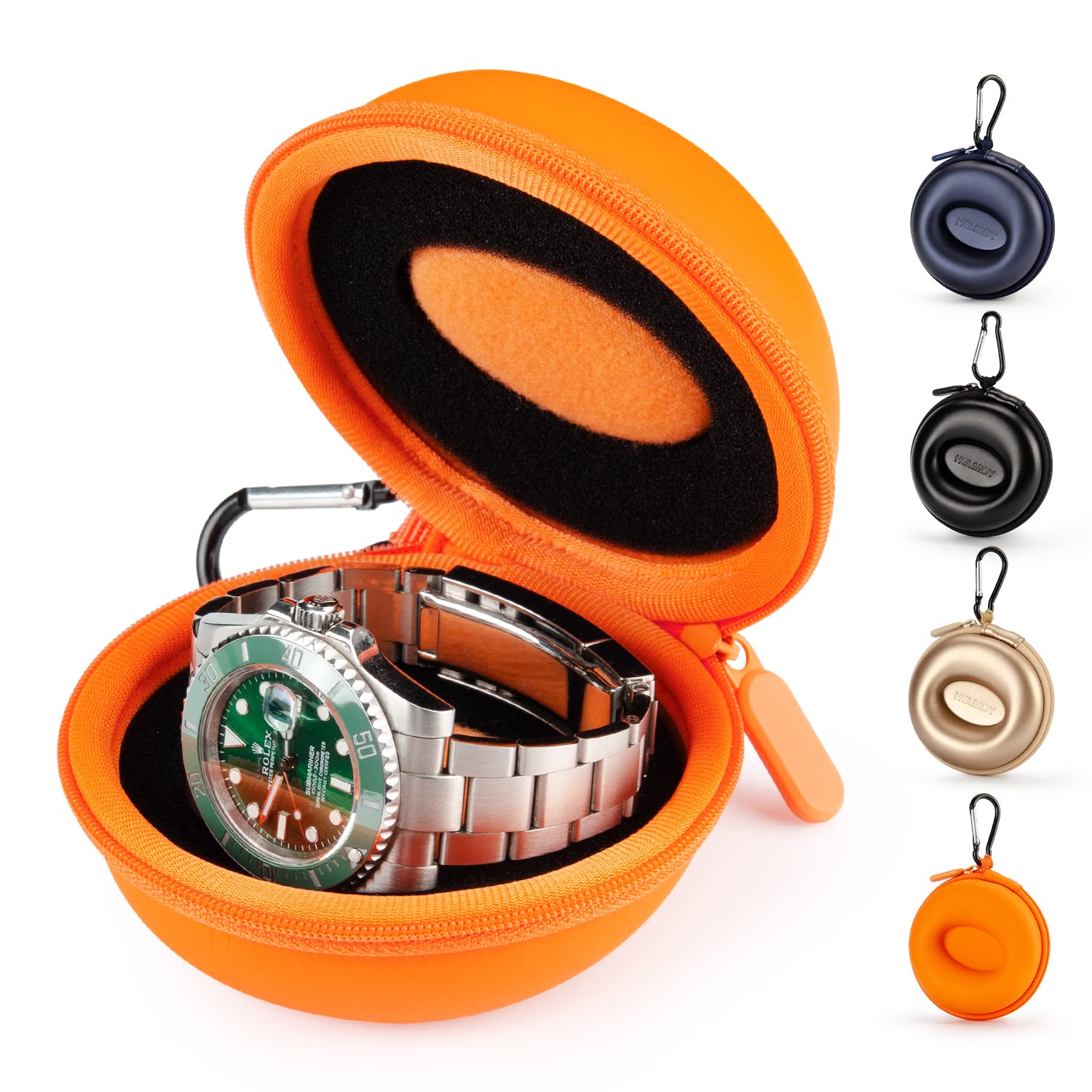 Premium Travel Watch Case for Women - Portable Single Watch Organizer Box with 1 Slot | Fits All Wristwatches & Smartwatches up to 50mm (Orange) | Perfect for Business Trips, Vacations & Daily Storage