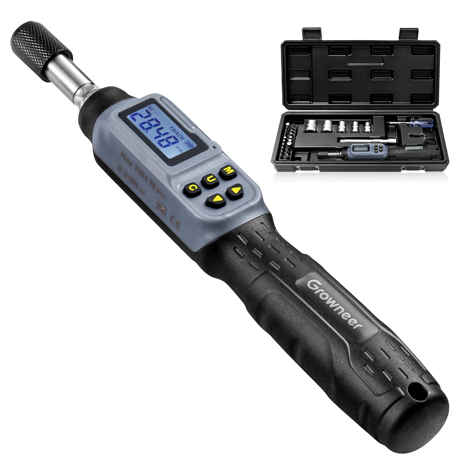 GROWNEER Digital Torque Screwdriver Set - 2.66-53.1 In-lbs/0.3-6 Nm Adjustable Torque Wrench with 1/4