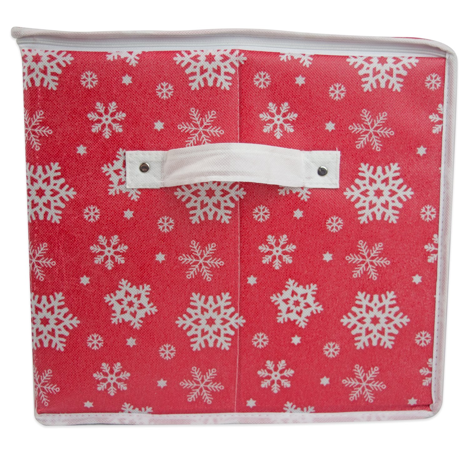 DII Christmas Ornament Storage Containers with Dividers & Zipper - 12x12x12 Inch Small Holiday Decoration Organizer Box for Xmas Tree Decorations (Snowflake Design) - Perfect for Seasonal Storage & Home Organization